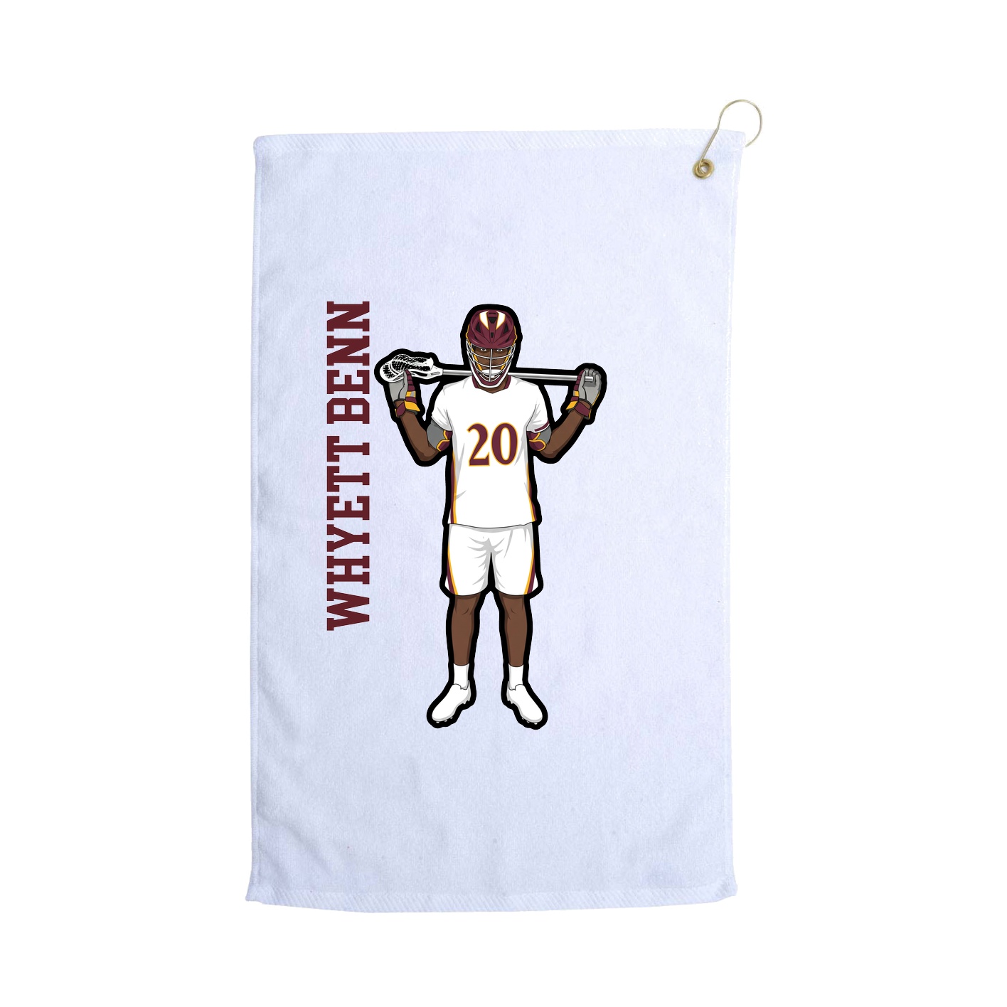 Golf Towel — Name Vertical in White