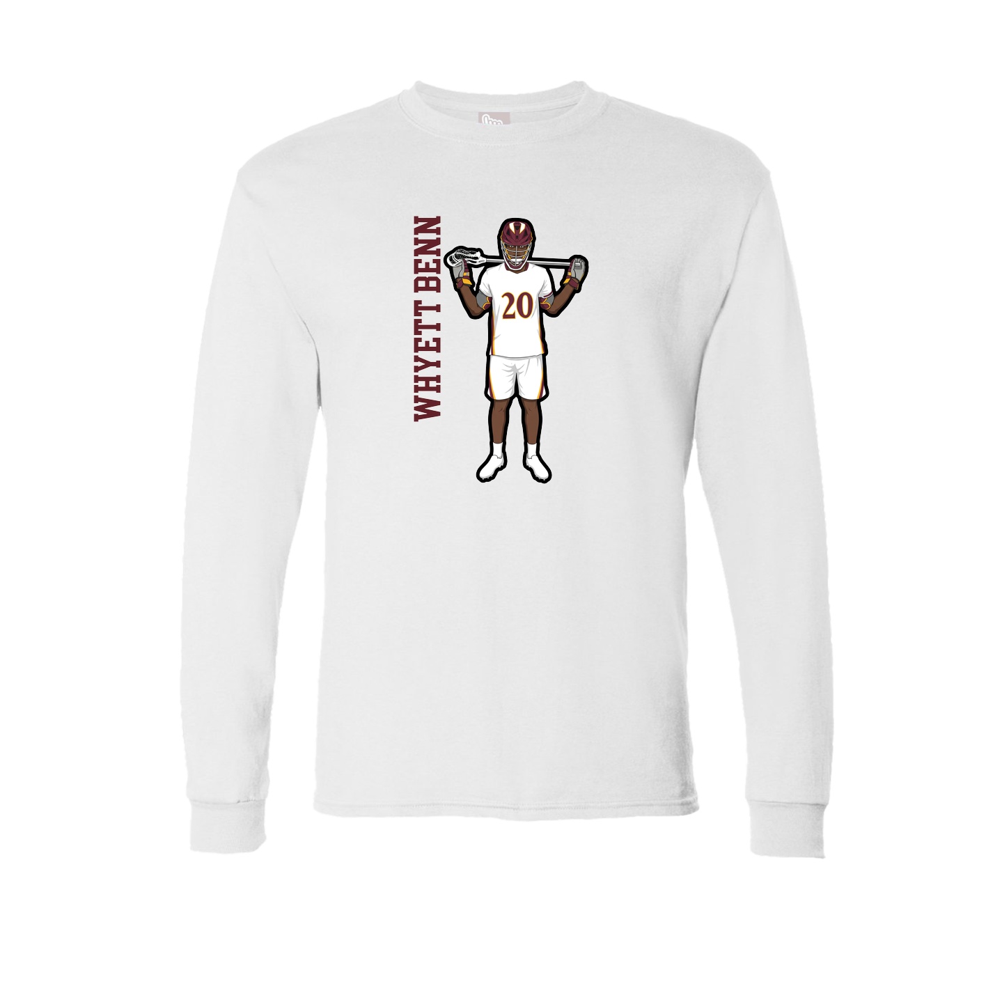 Long Sleeve Tee — Name Vertical in White