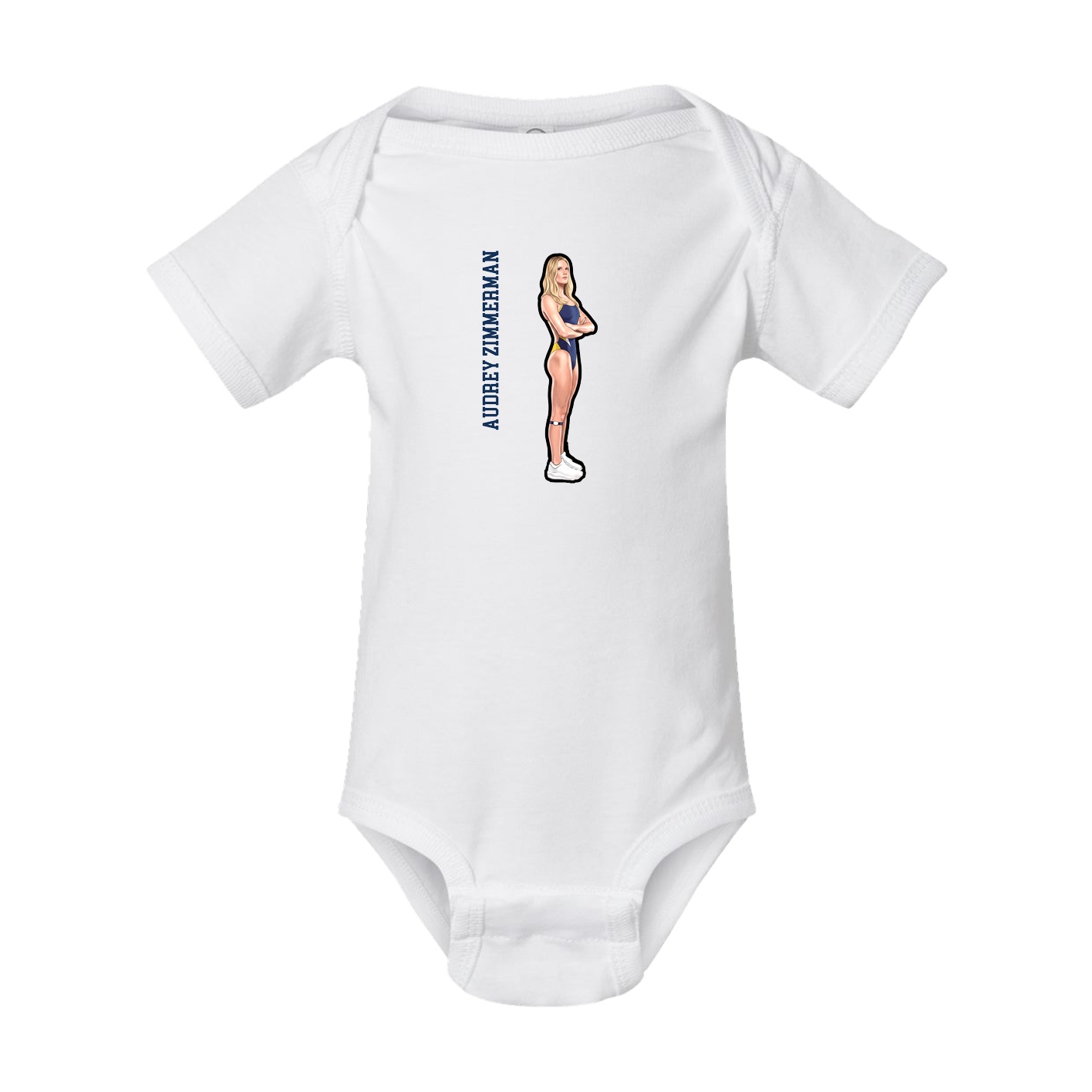 Baby Onesie — Name Vertical in White