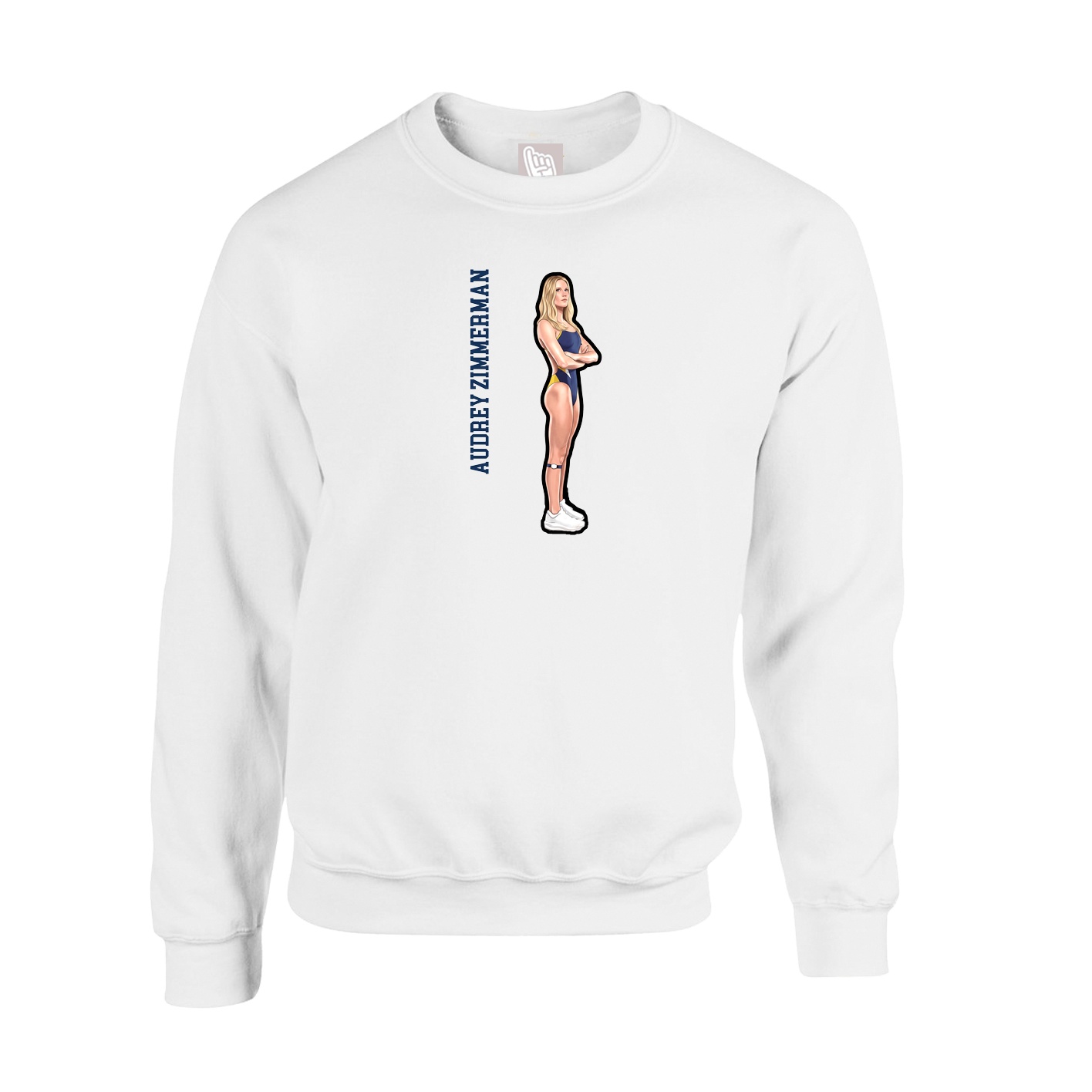 Fleece Crew — Name Vertical in White