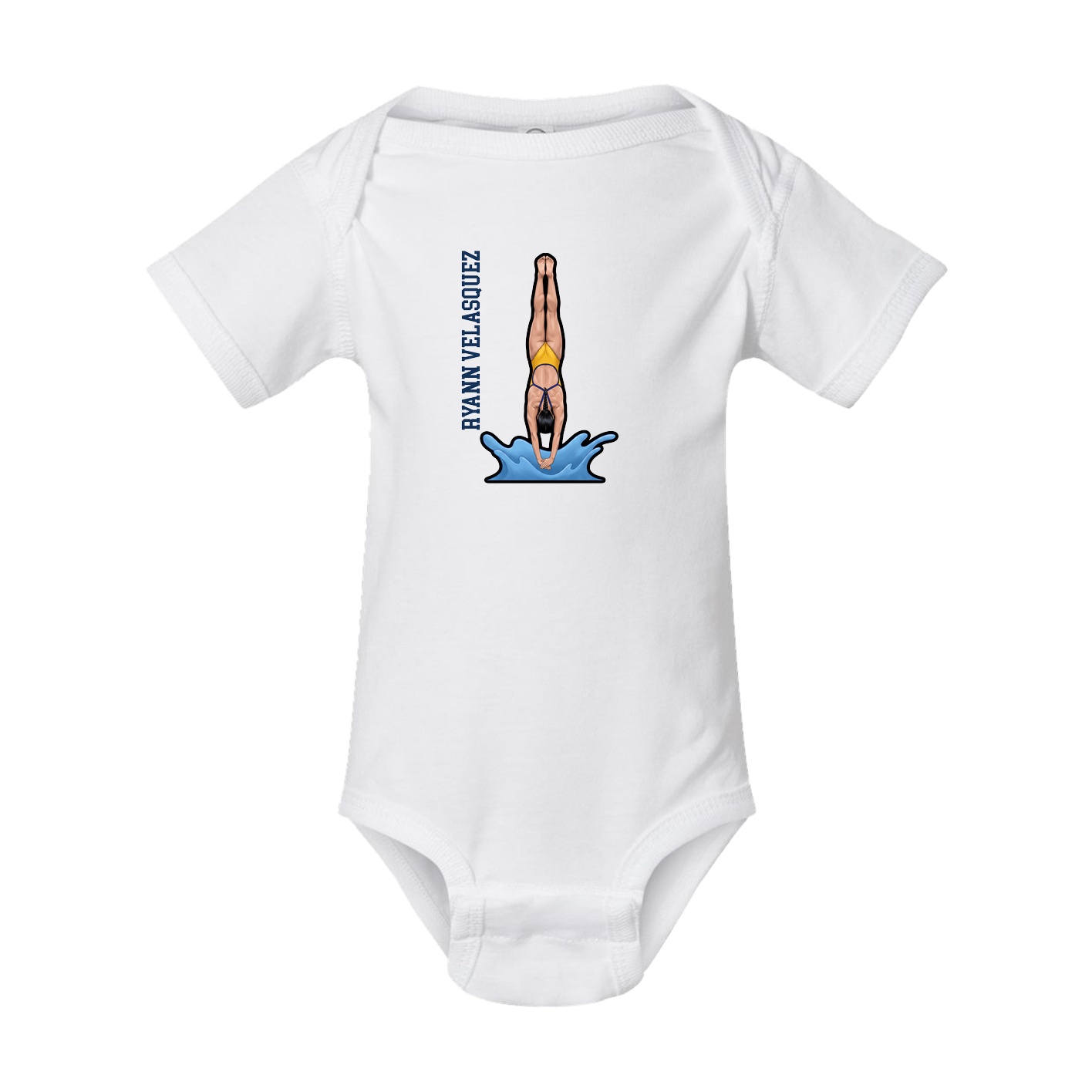 Baby Onesie — Name Vertical in White