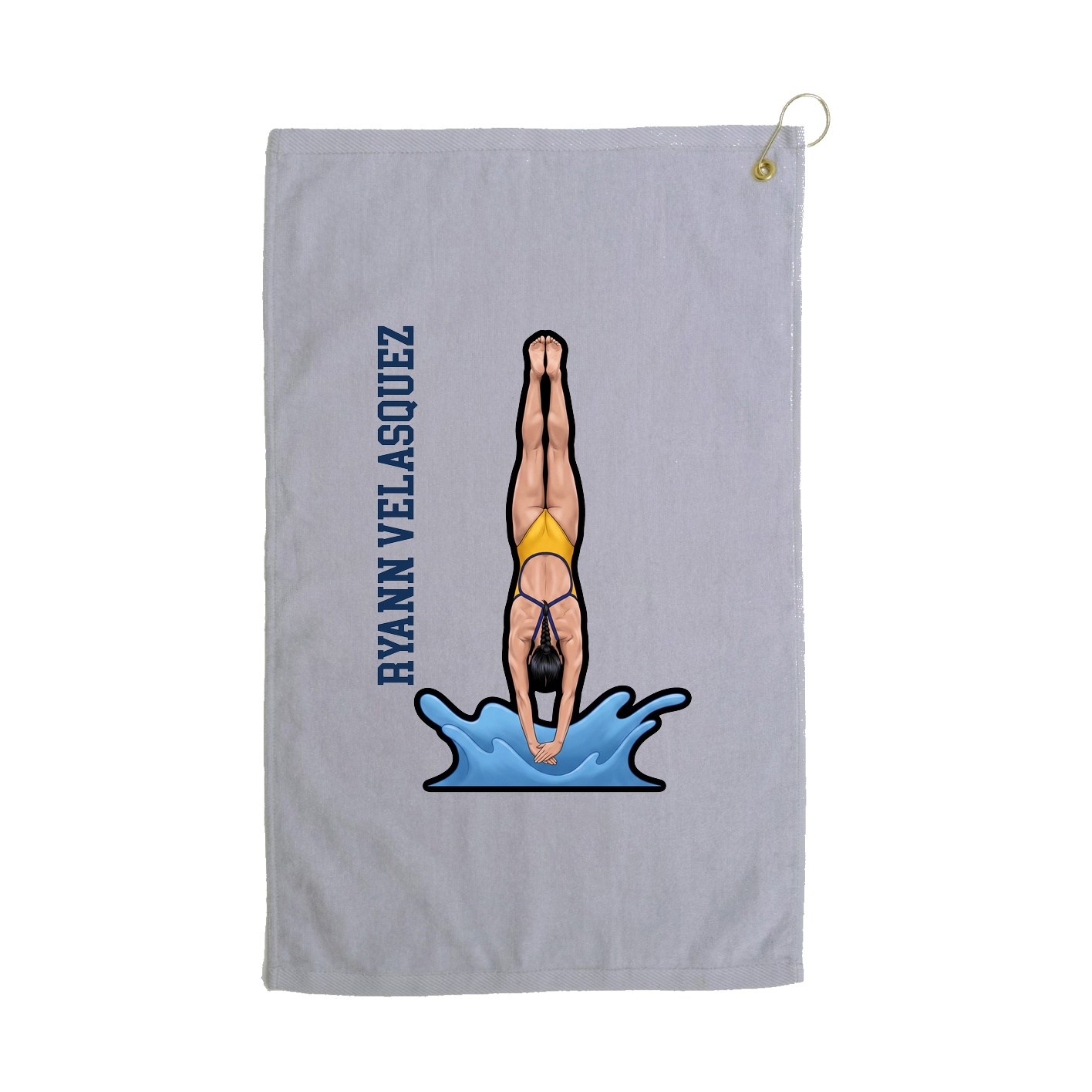 Golf Towel — Name Vertical in Grey