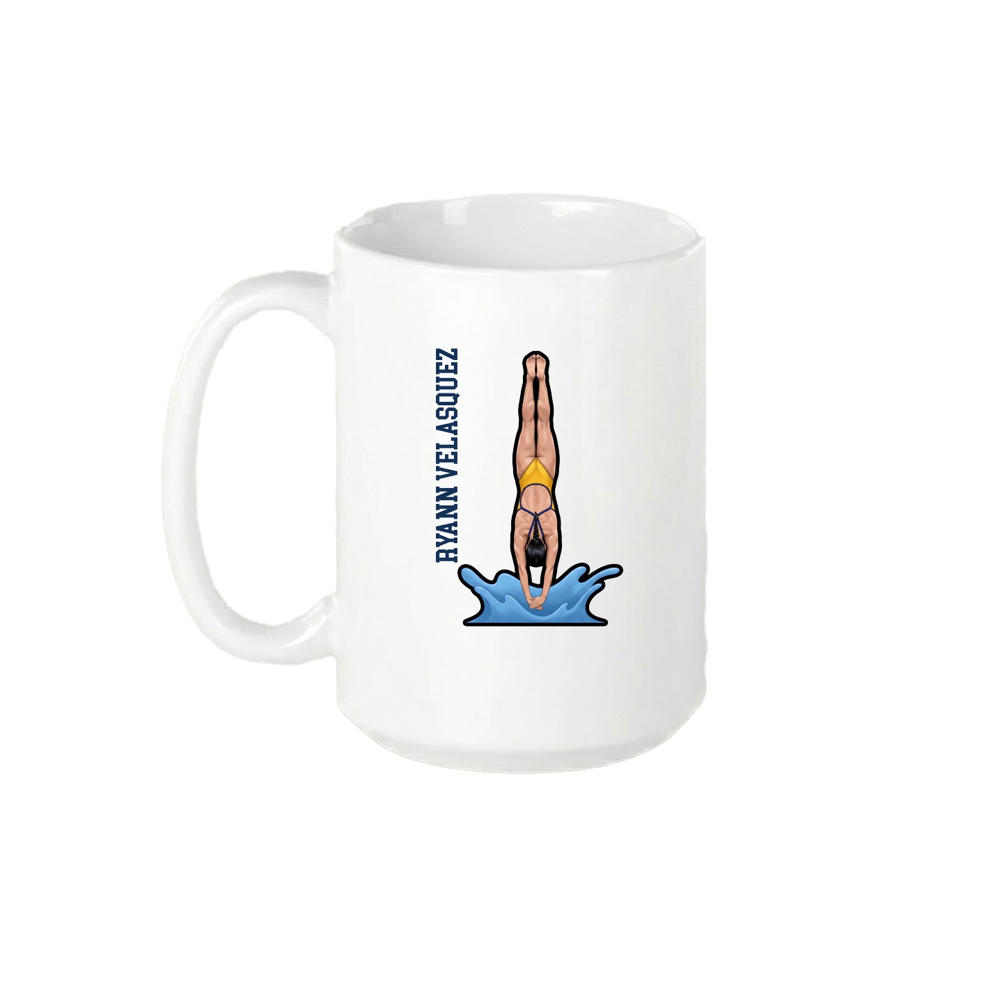 15oz Coffee Mug — Name Vertical in White