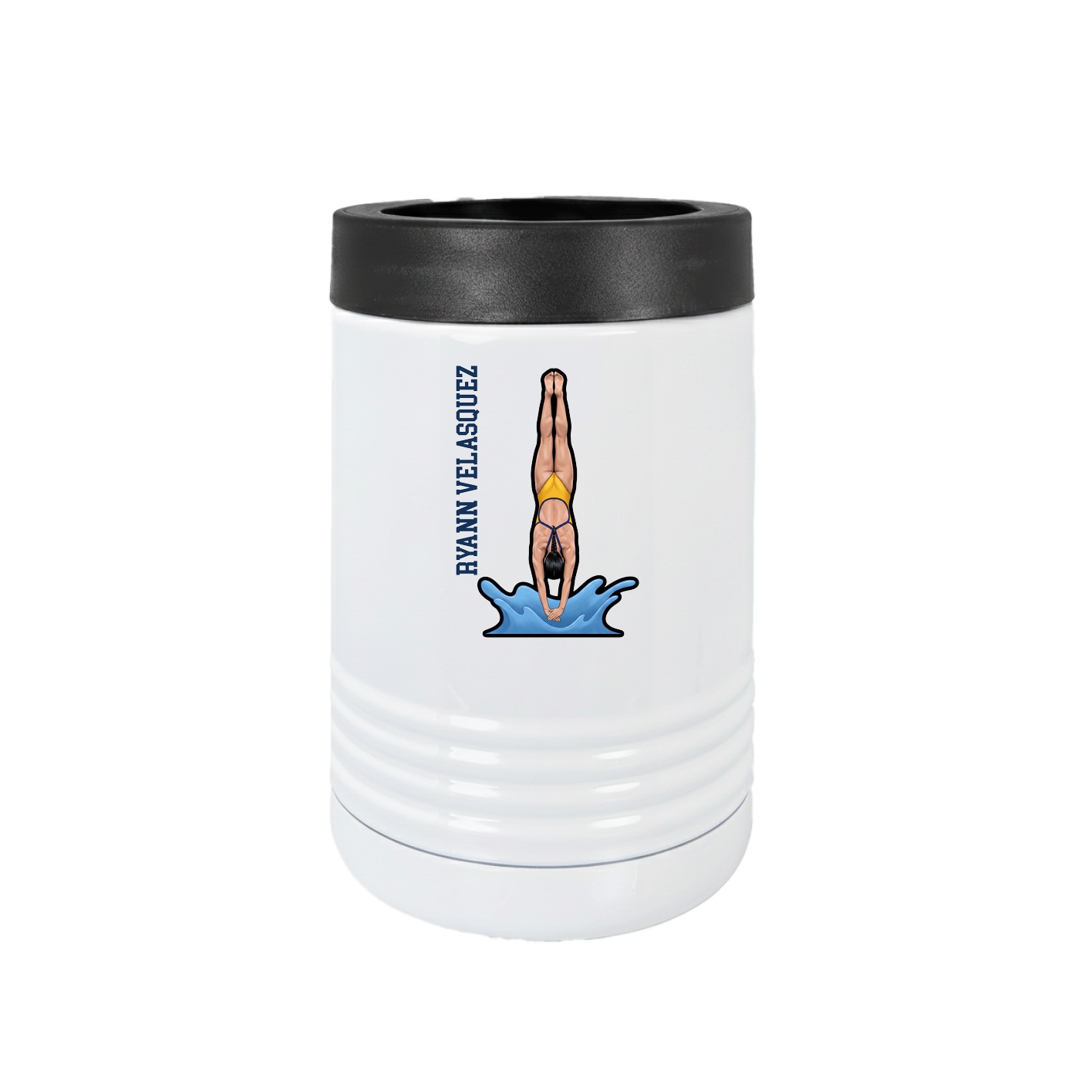 Beverage Holder — Name Vertical in White