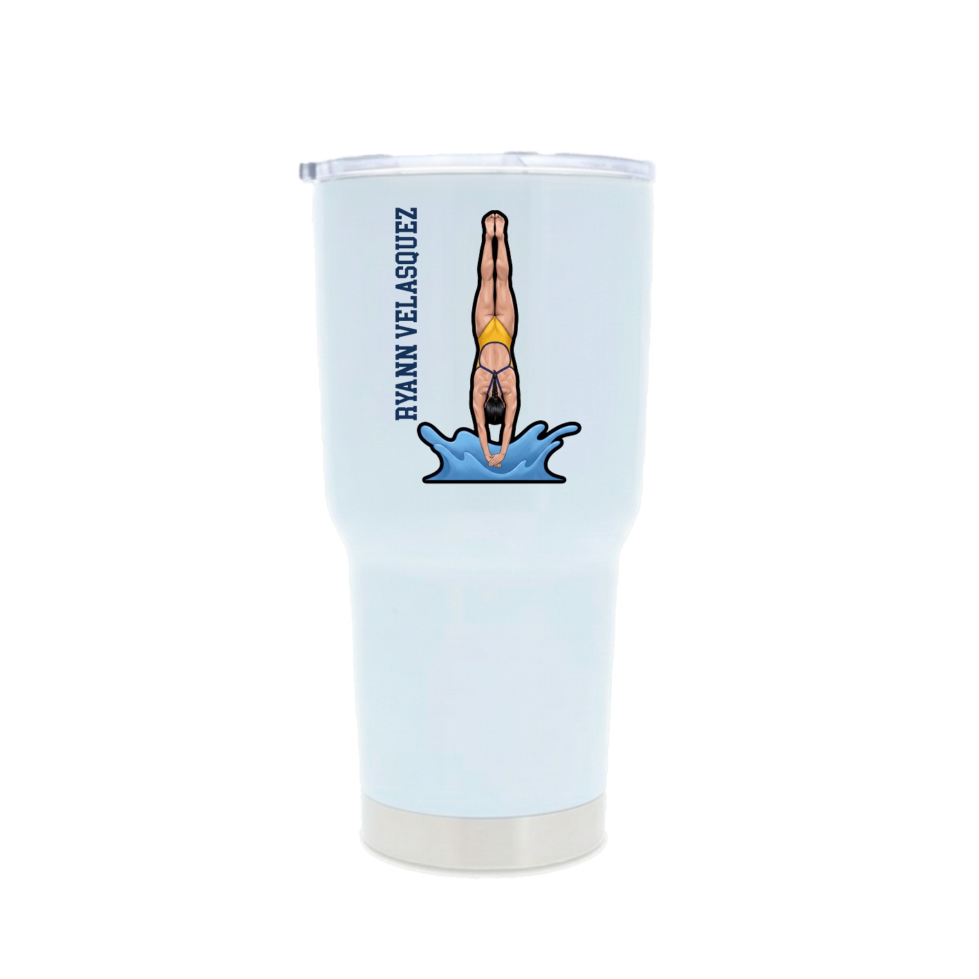 30oz Stainless Steel Tumbler — Name Vertical in White