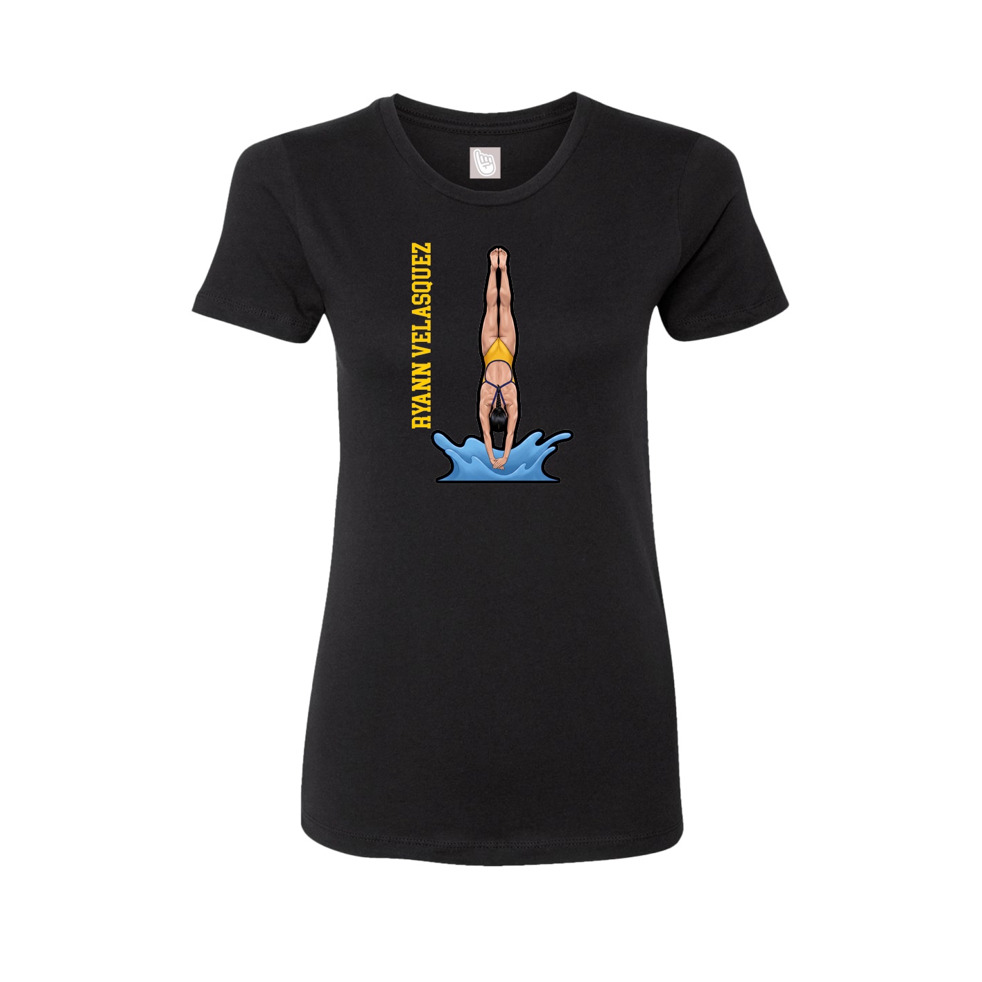 Fitted Women's Tee — Name Vertical in Black