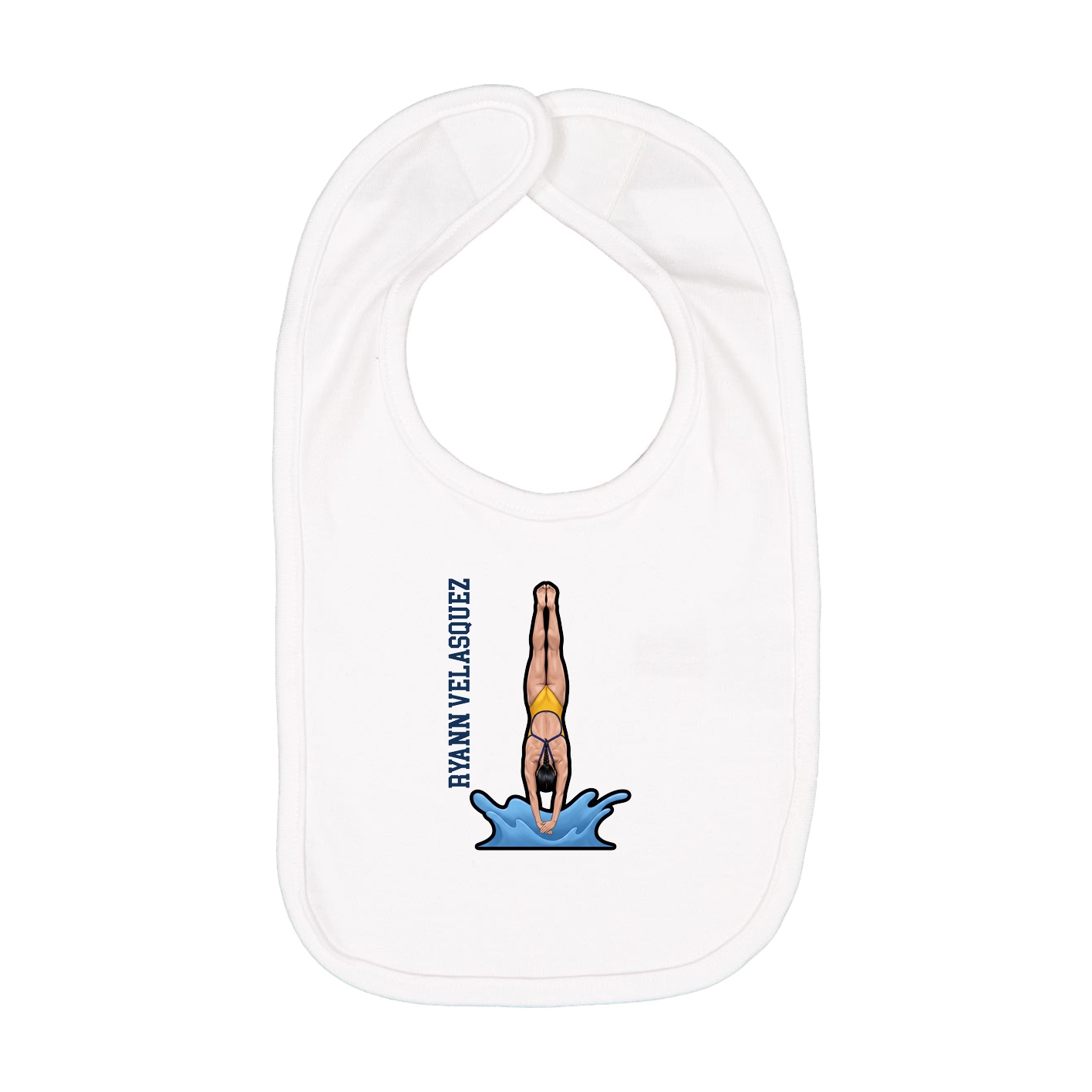 Infant Bib — Name Vertical in White