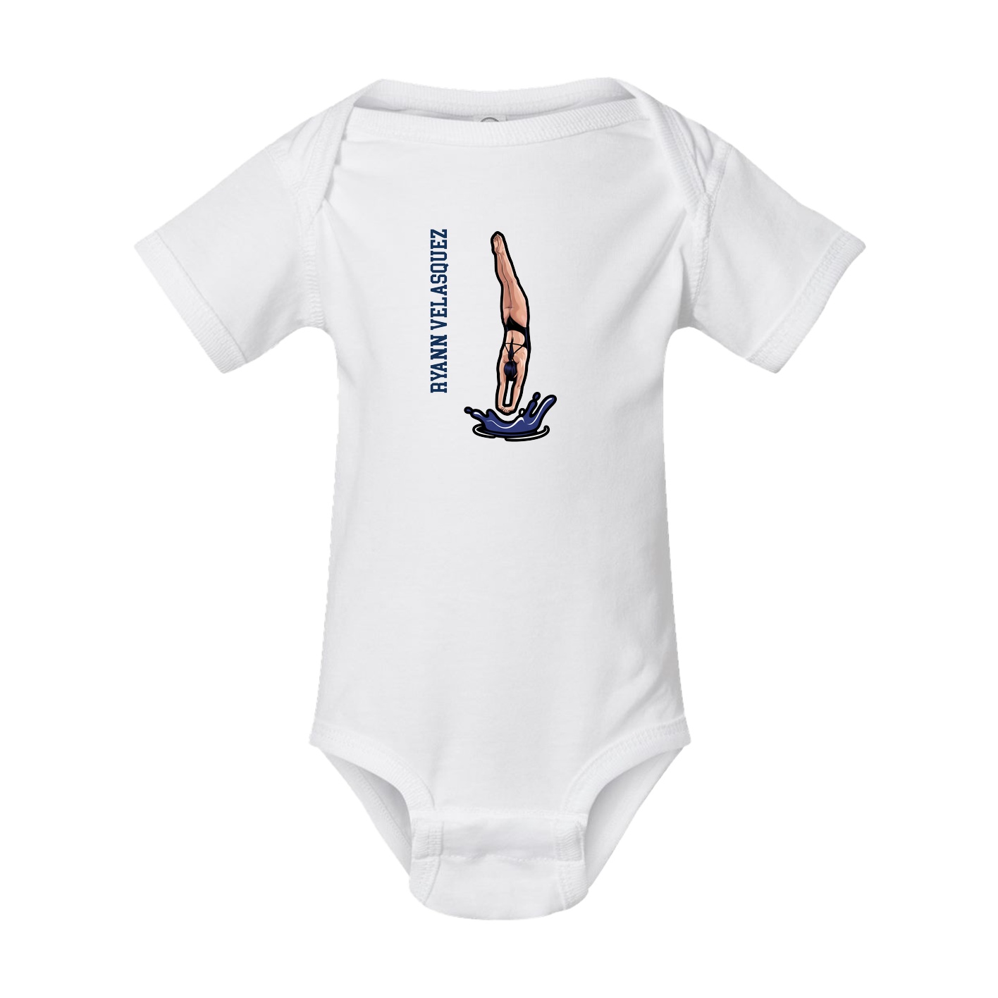 Baby Onesie — Name Vertical in White