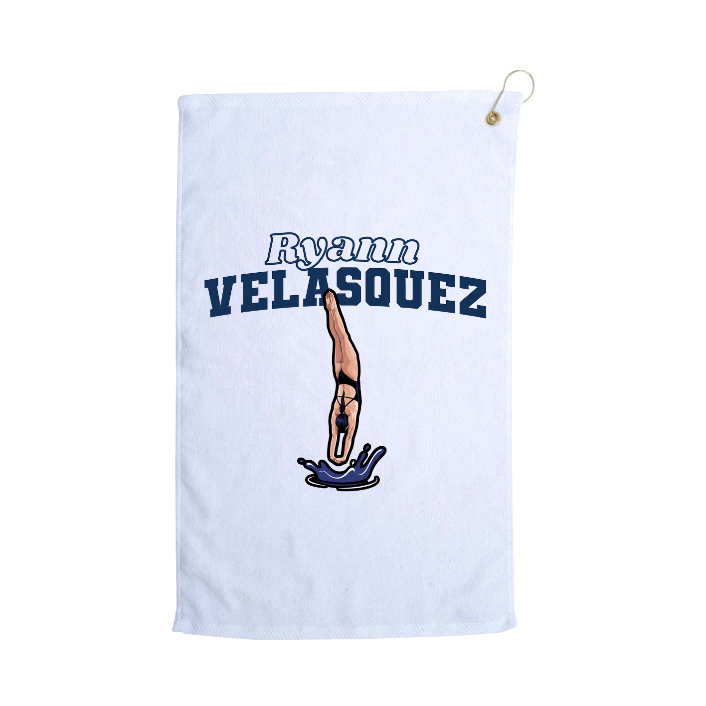 Golf Towel — Name Arch in White