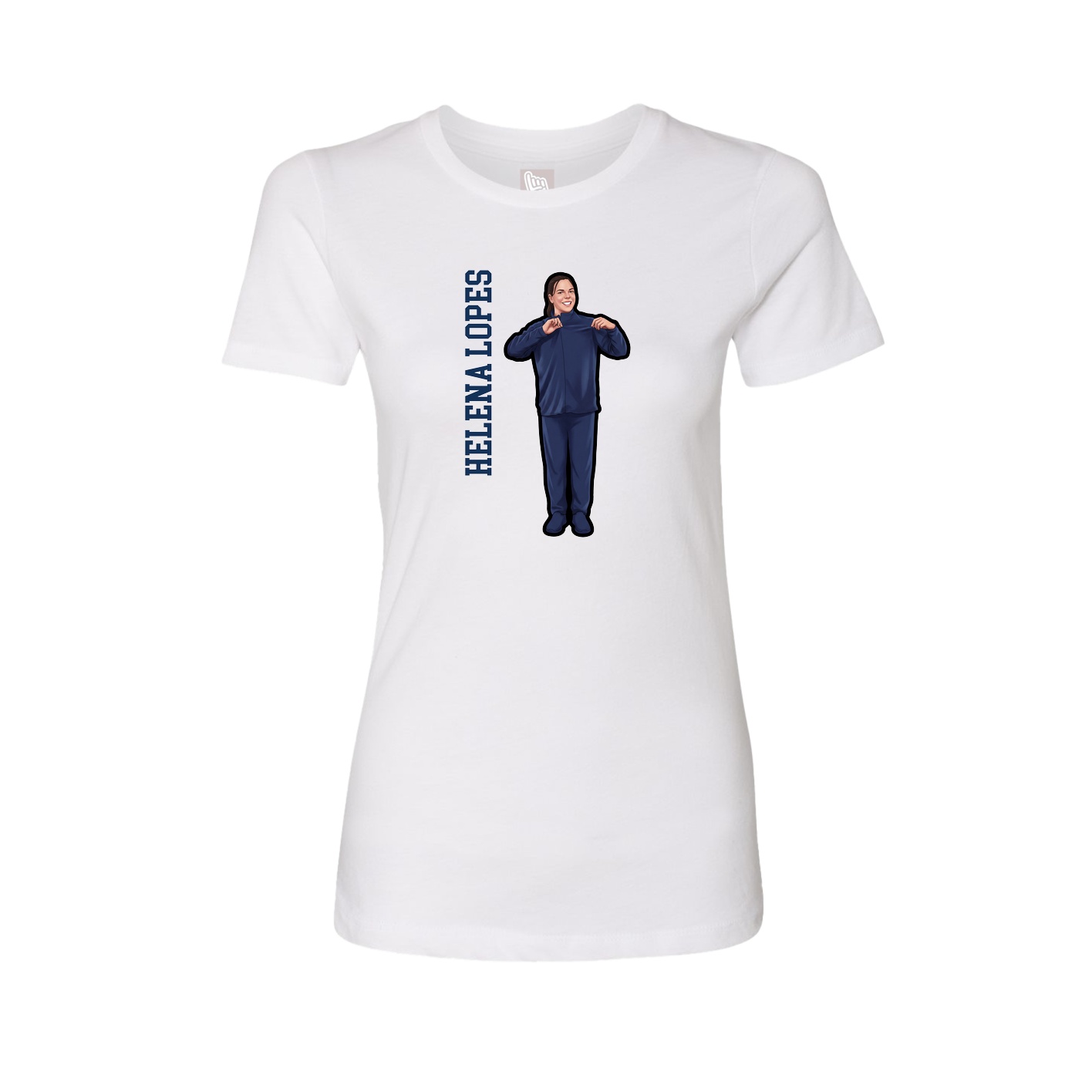 Fitted Women's Tee — Name Vertical in White