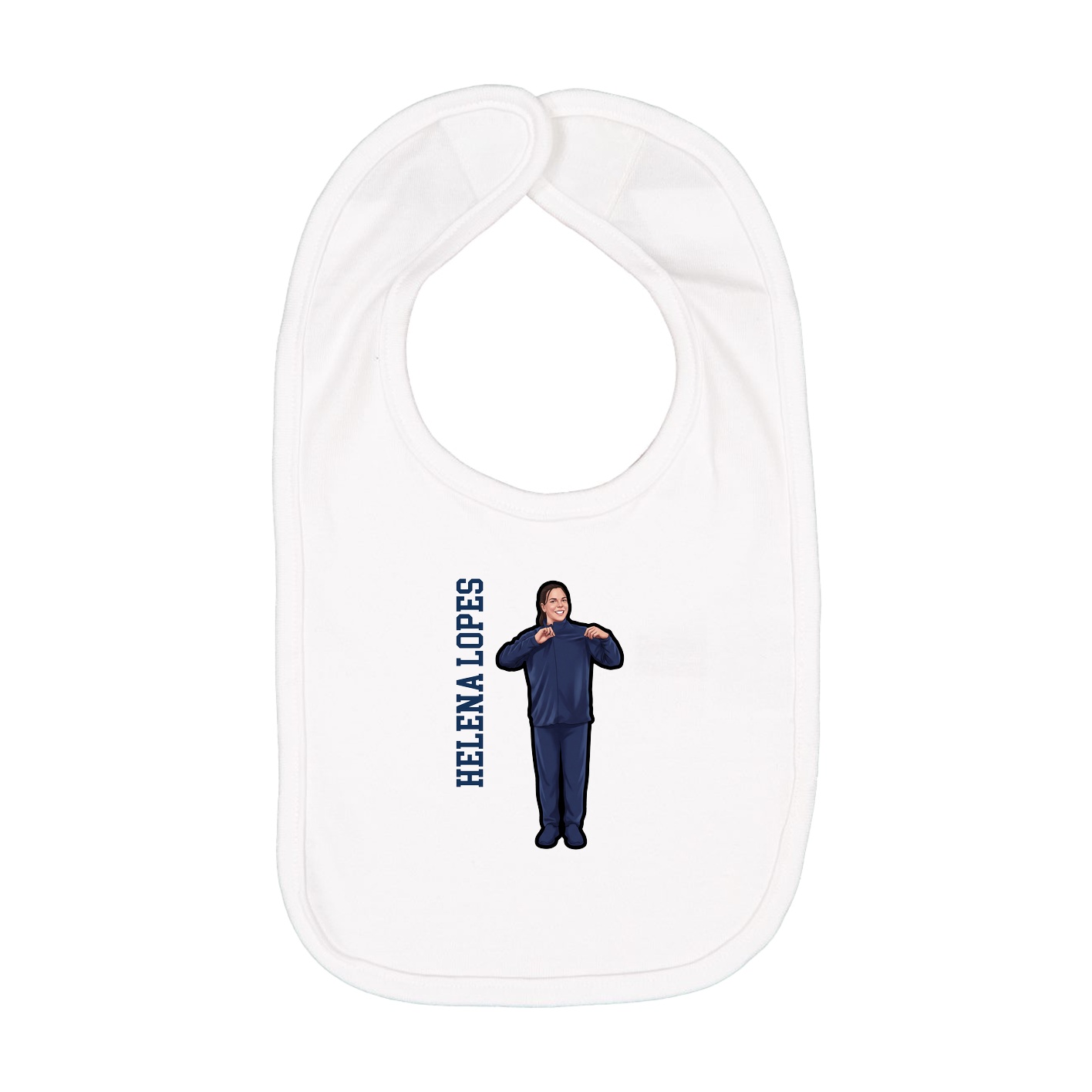 Infant Bib — Name Vertical in White