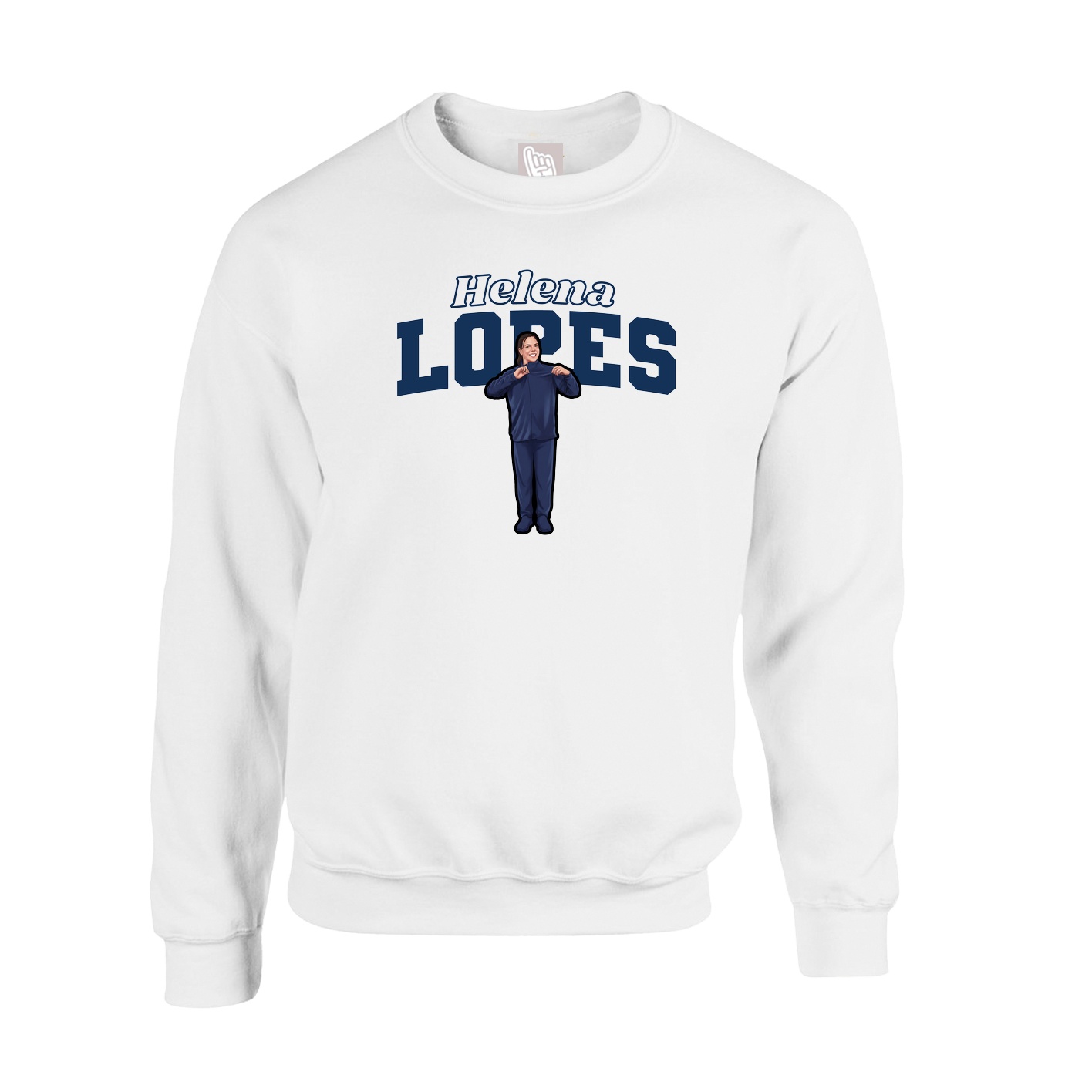 Fleece Crew — Name Arch in White