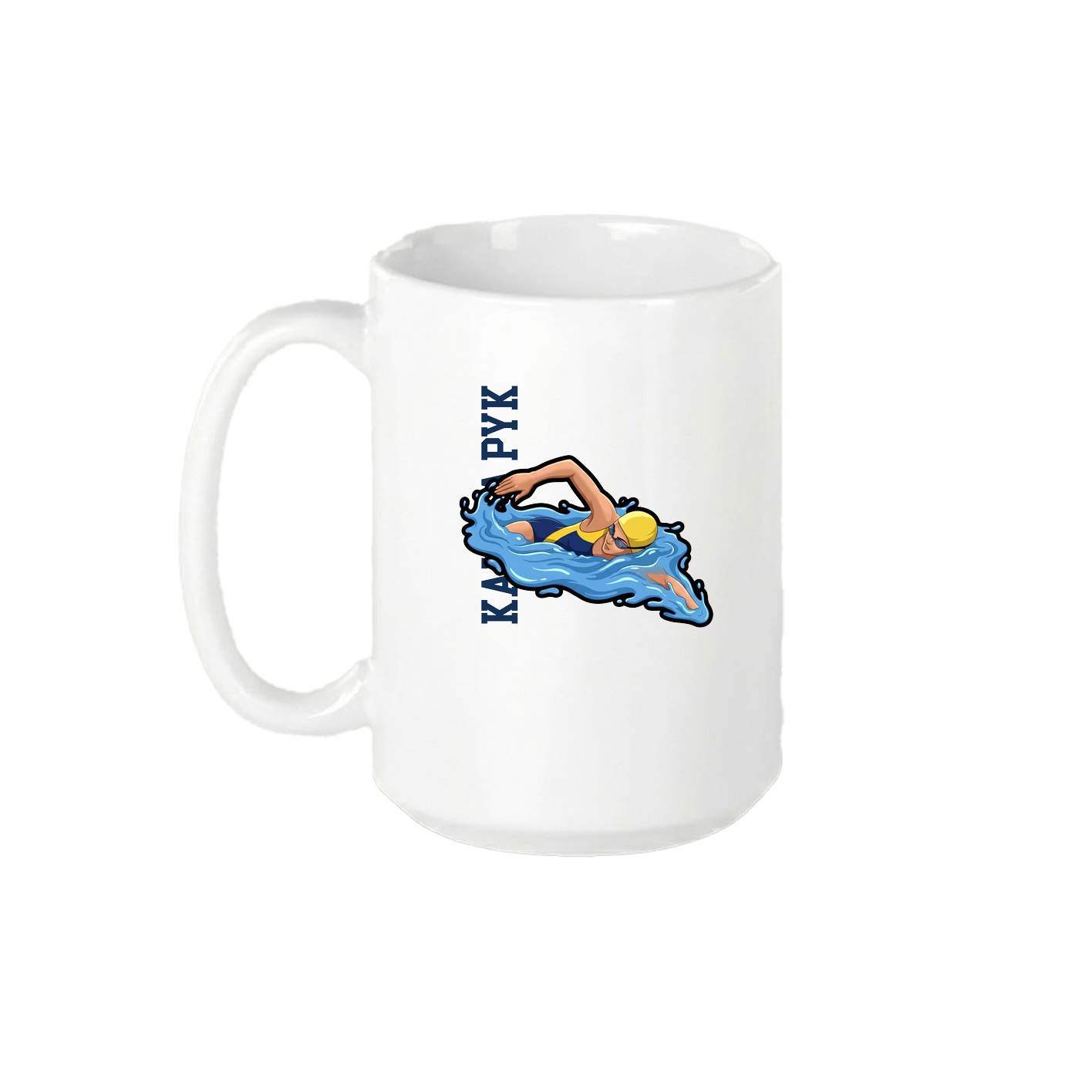 15oz Coffee Mug — Name Vertical in White