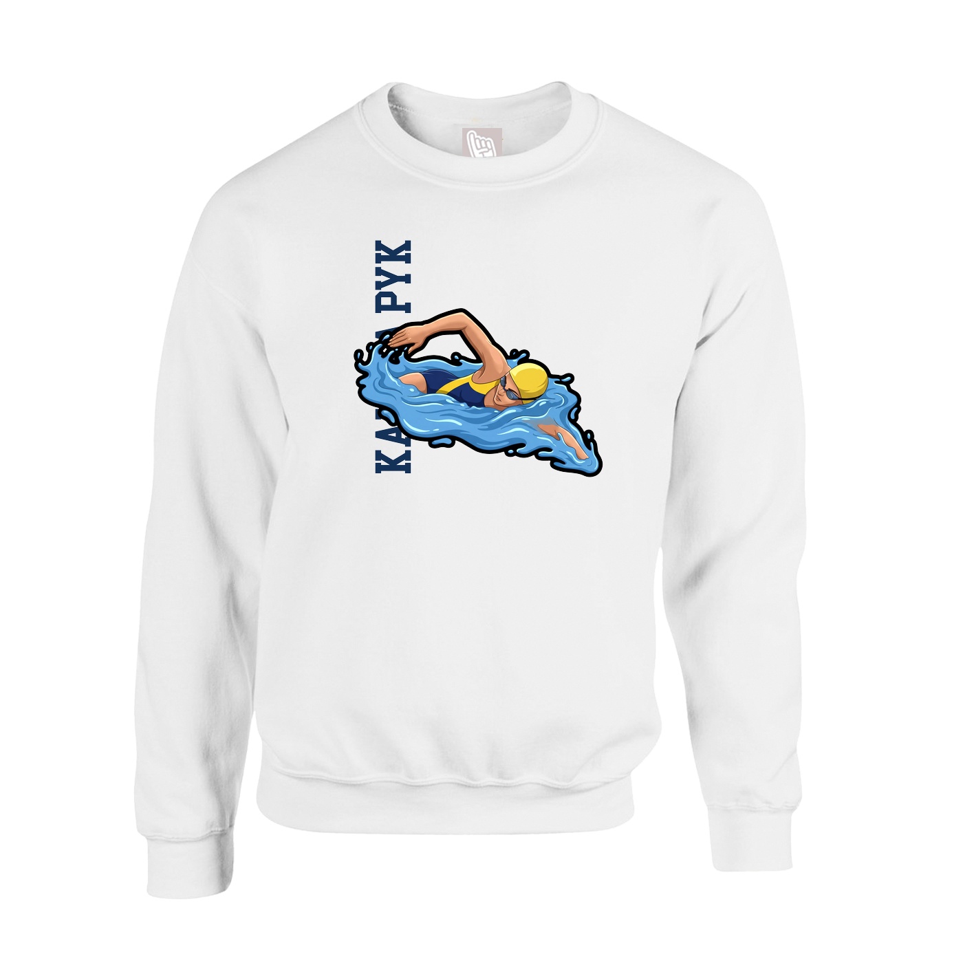 Fleece Crew — Name Vertical in White
