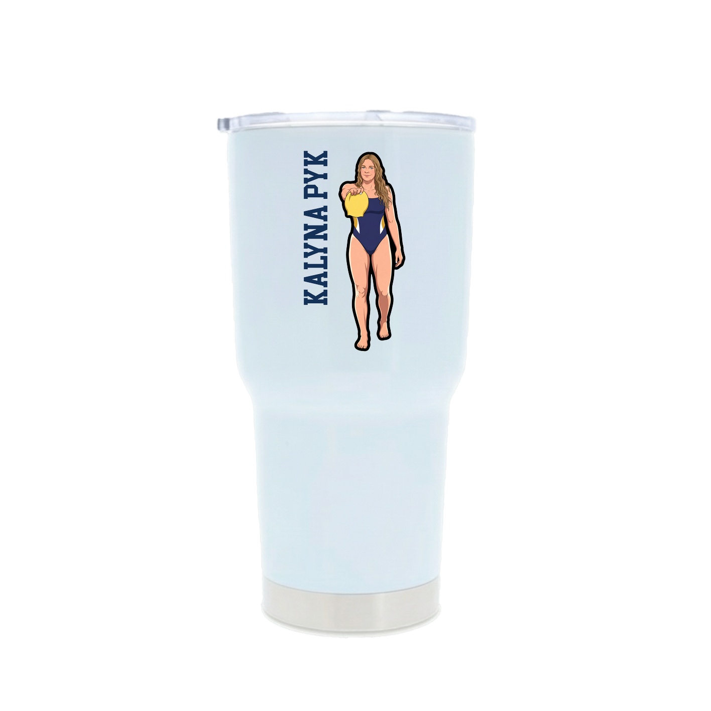 30oz Stainless Steel Tumbler — Name Vertical in White
