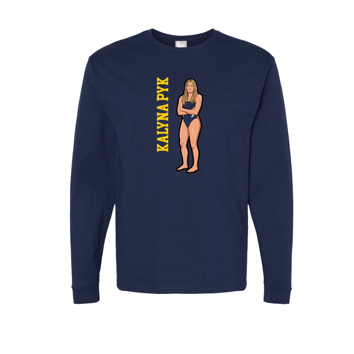 Long Sleeve Tee — Name Vertical in Navy