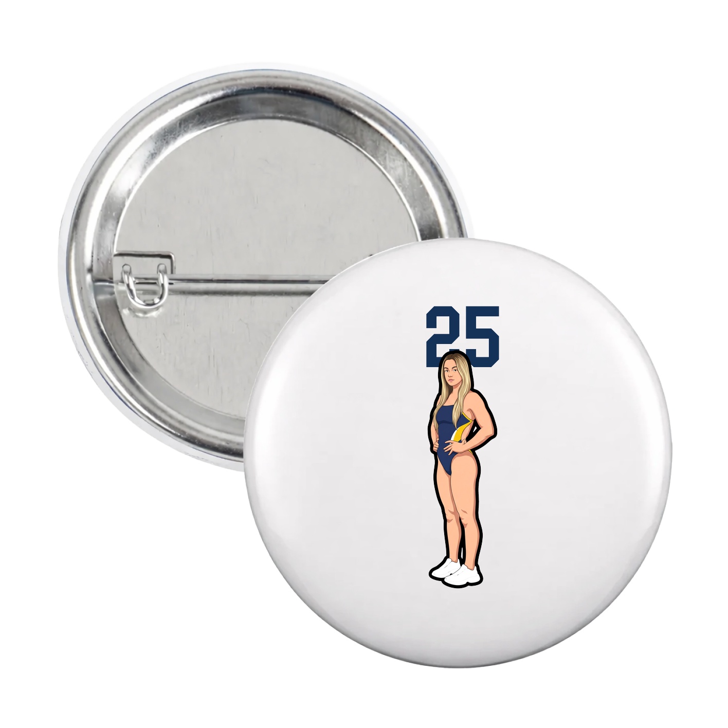 Game Day Button — Number Top in White
