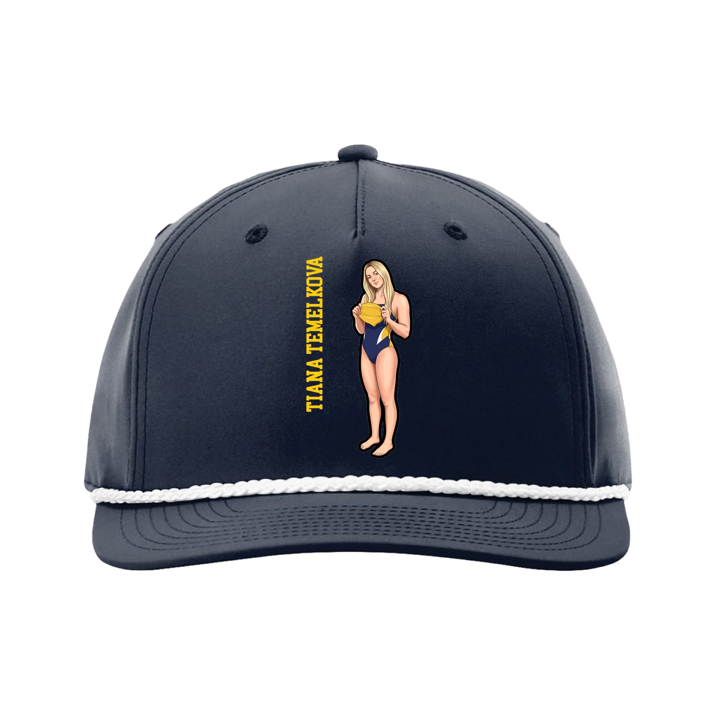 Five-Panel Classic Rope Cap — Name Vertical in Navy