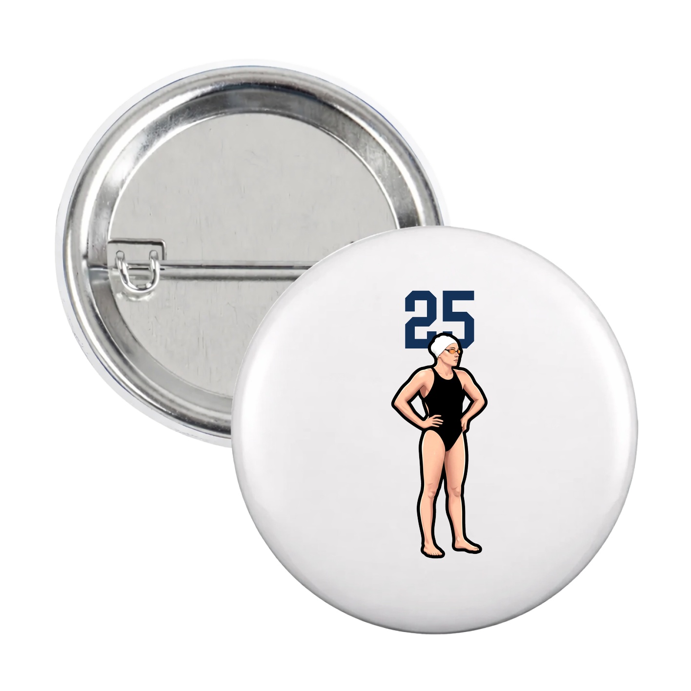 Game Day Button — Number Top in White