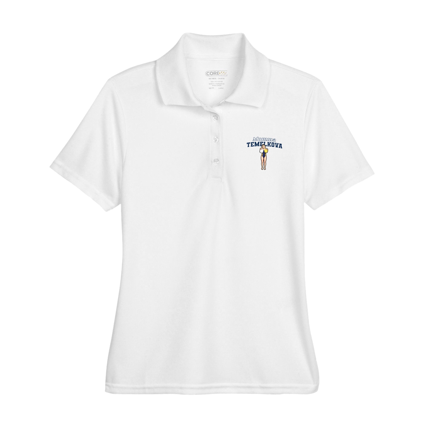 Womens Performance Polo — Mothers Day Block in White