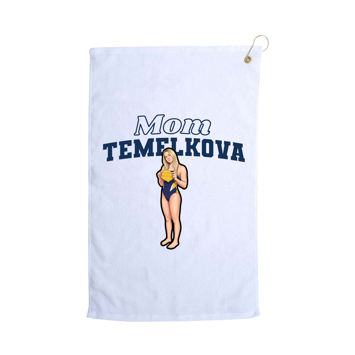Golf Towel — Mothers Day Block in White