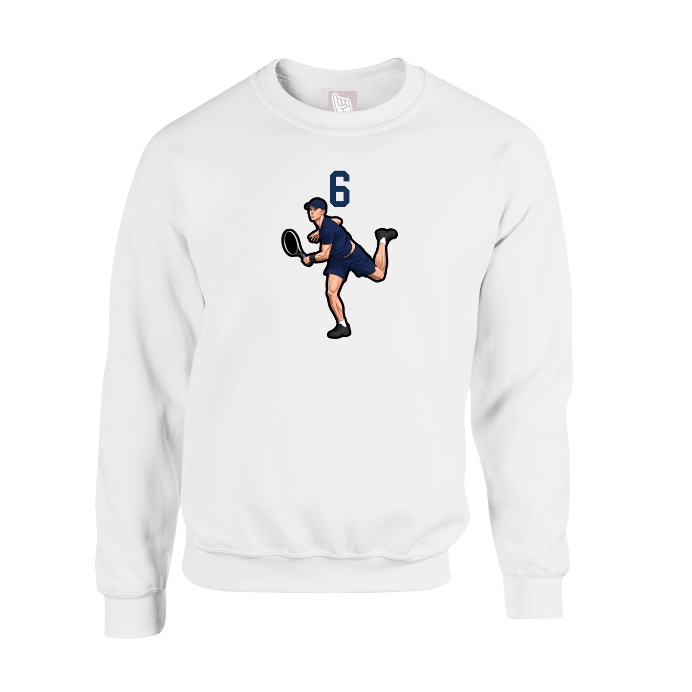 Fleece Crew — Number Top in White