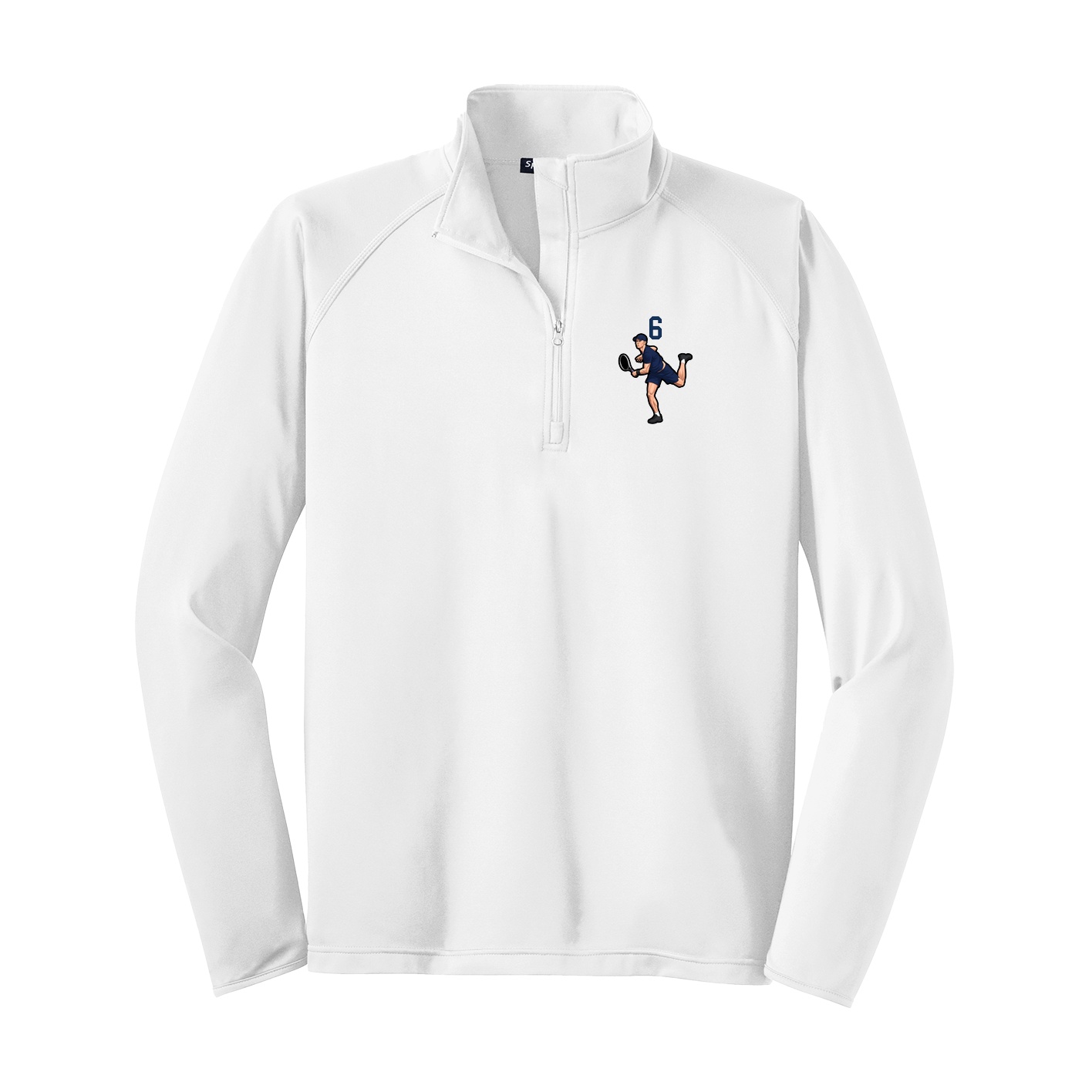 Q-Zip Pullover — Number Top in White