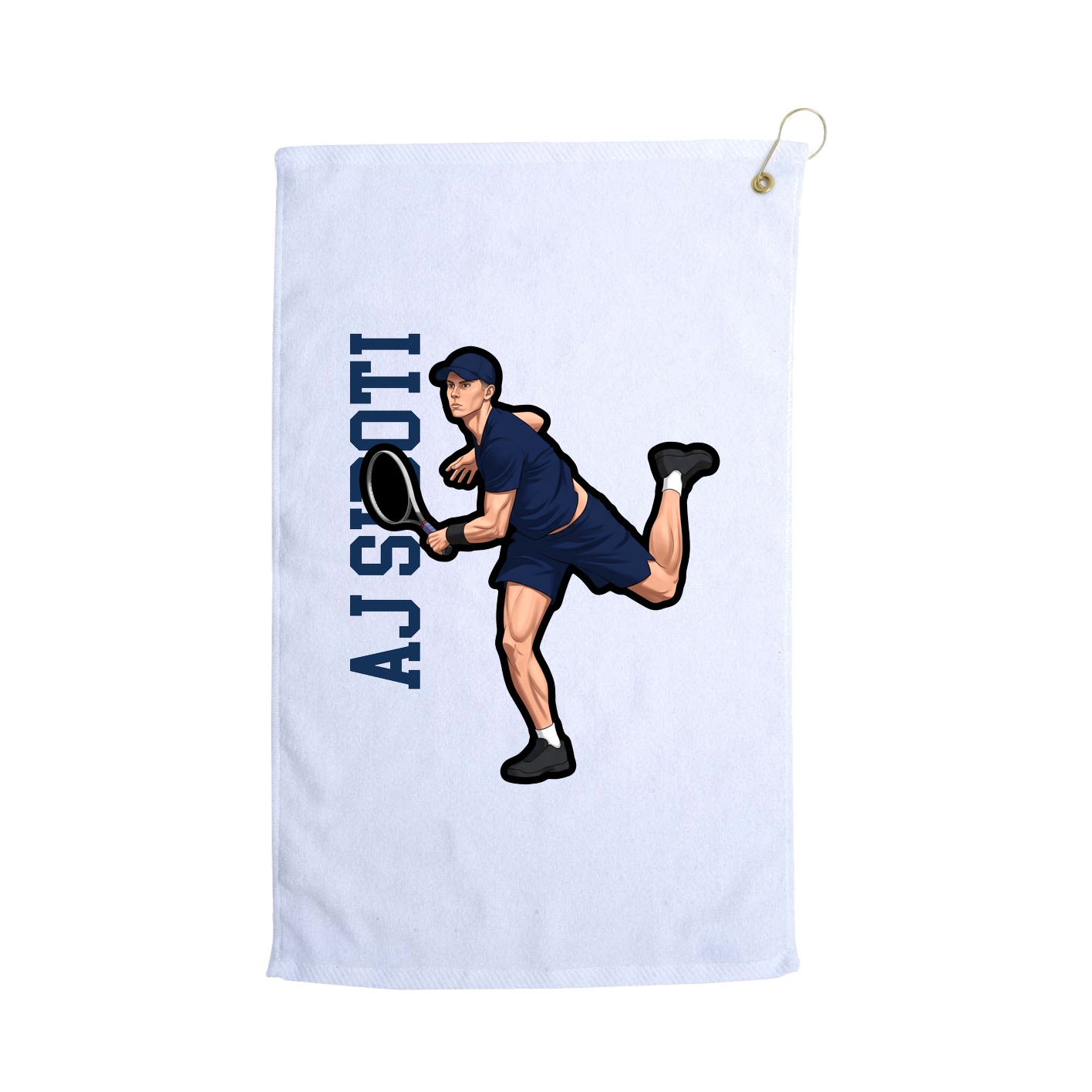 Golf Towel — Name Vertical in White