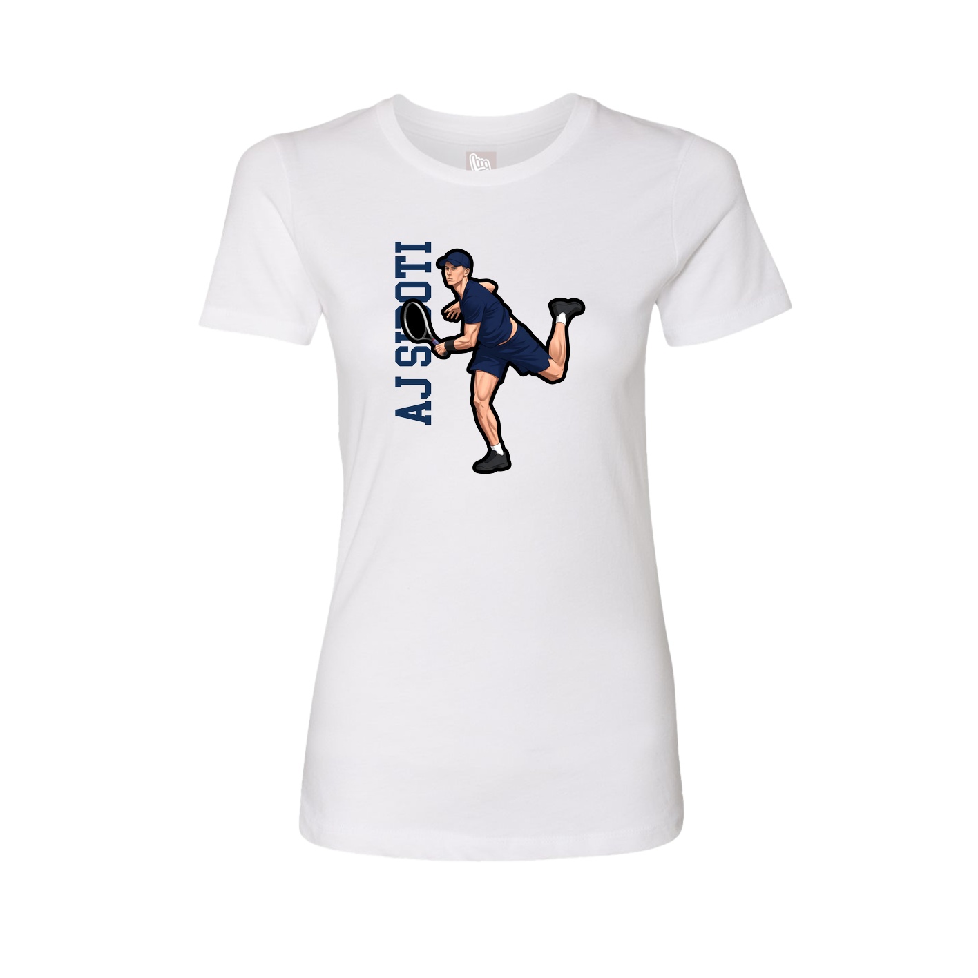 Fitted Women's Tee — Name Vertical in White