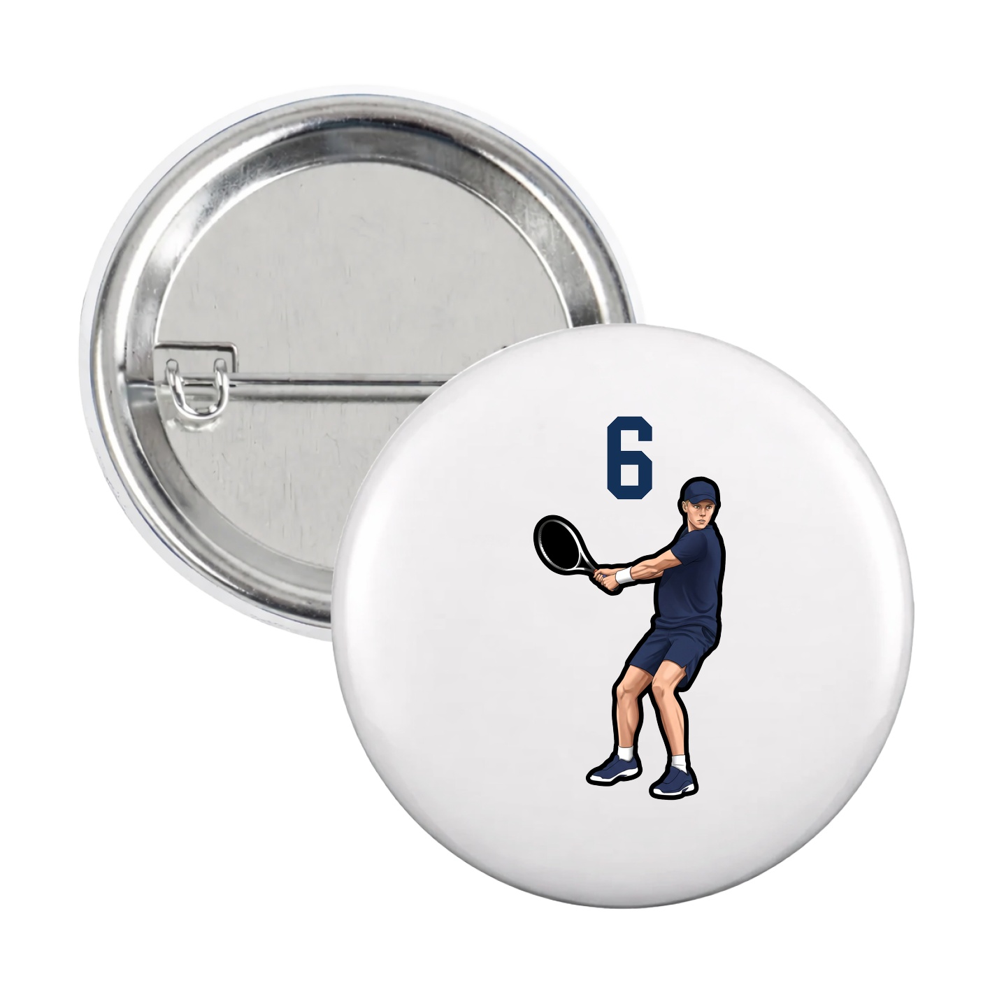 Game Day Button — Number Top in White