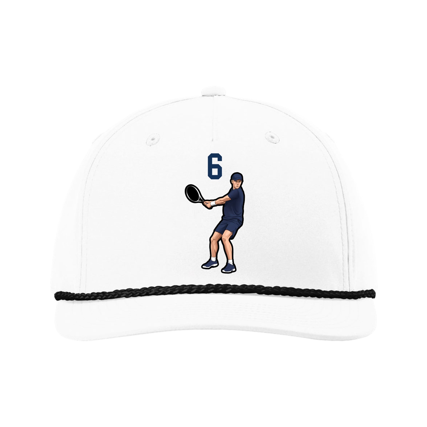 Five-Panel Classic Rope Cap — Number Top in White