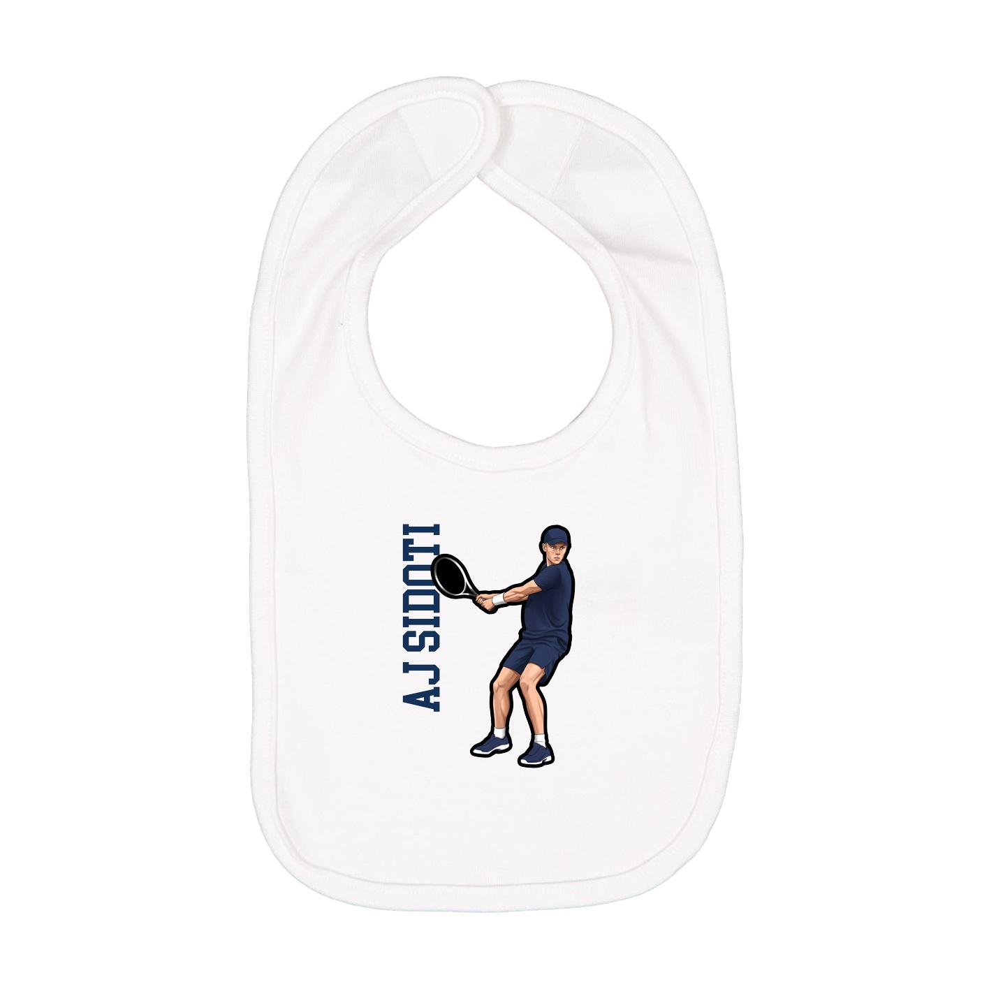 Infant Bib — Name Vertical in White