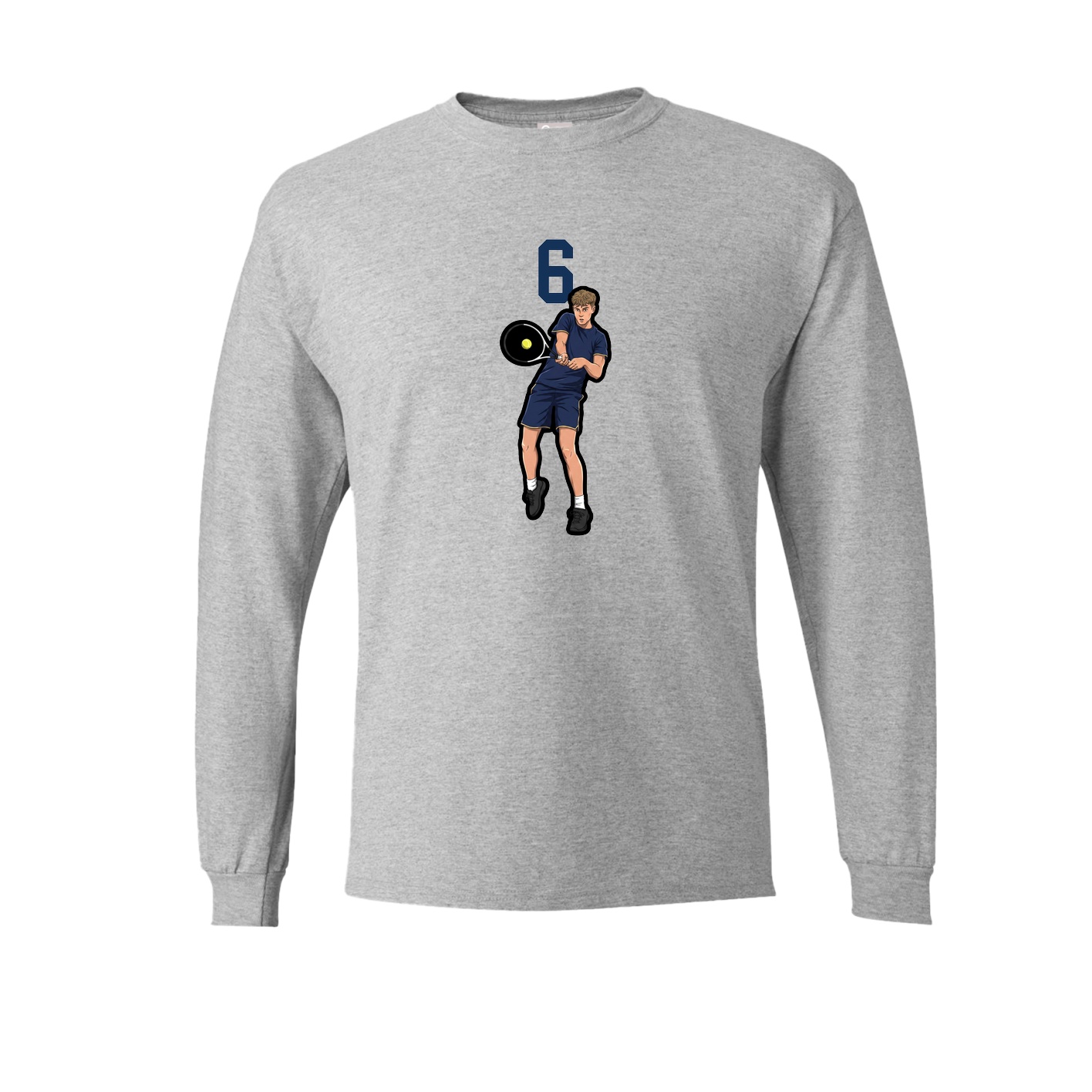 Long Sleeve Tee — Number Top in Grey