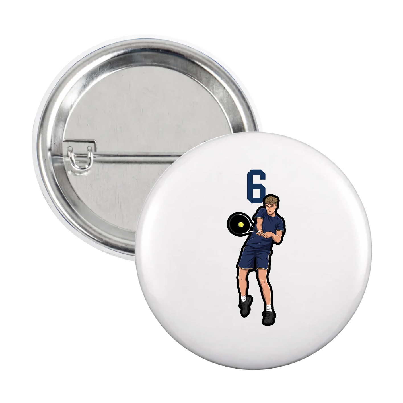 Game Day Button — Number Top in White