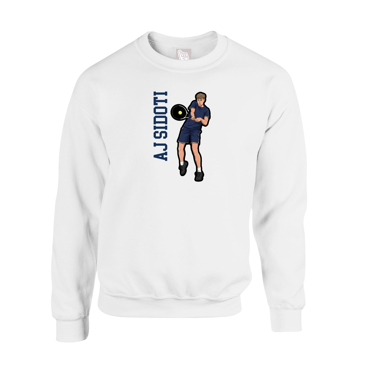 Fleece Crew — Name Vertical in White