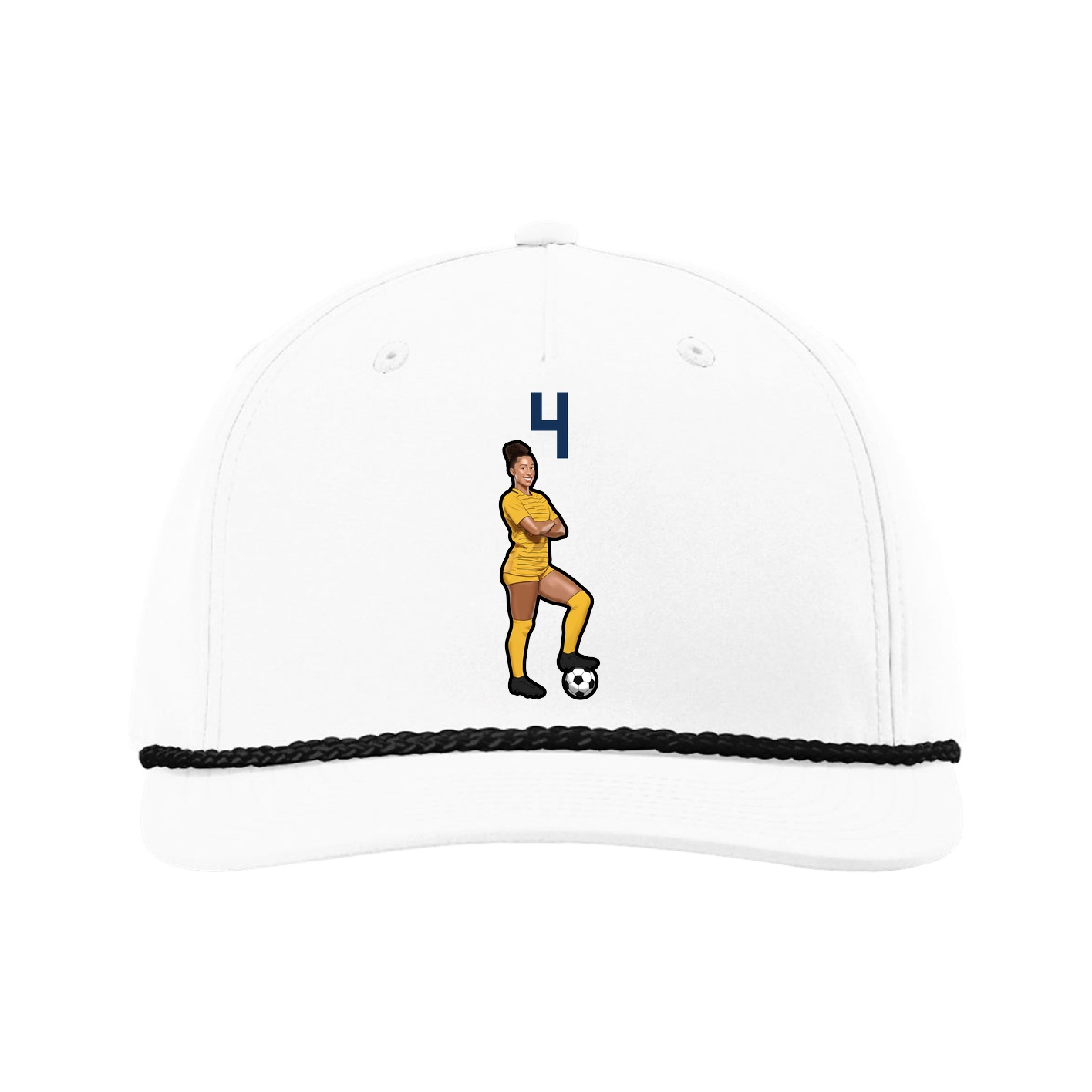 Five-Panel Classic Rope Cap — Number Top in White