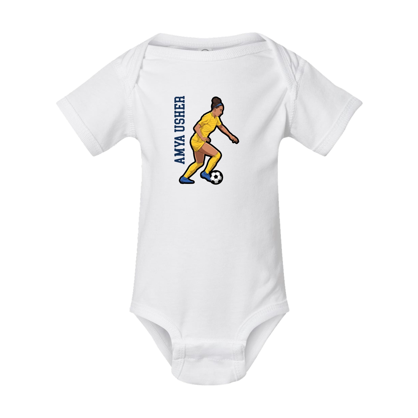 Baby Onesie — Name Vertical in White