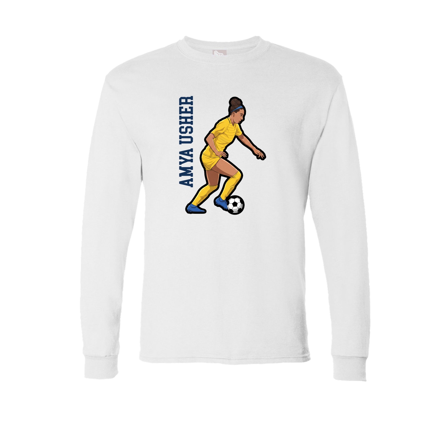 Long Sleeve Tee — Name Vertical in White