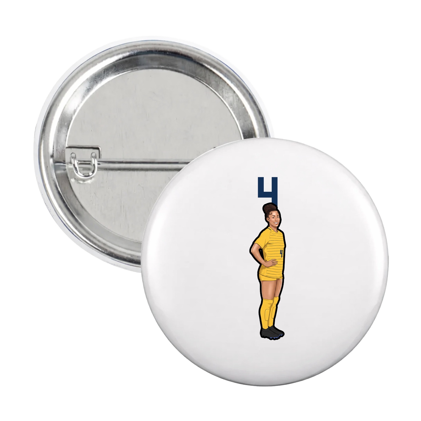 Game Day Button — Number Top in White