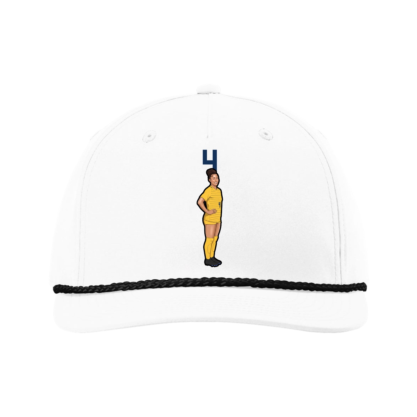 Five-Panel Classic Rope Cap — Number Top in White