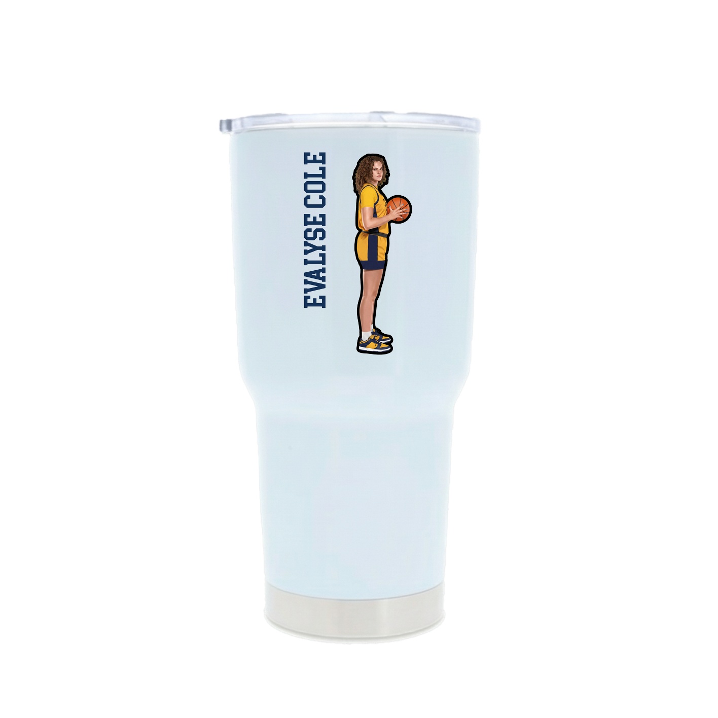 30oz Stainless Steel Tumbler — Name Vertical in White