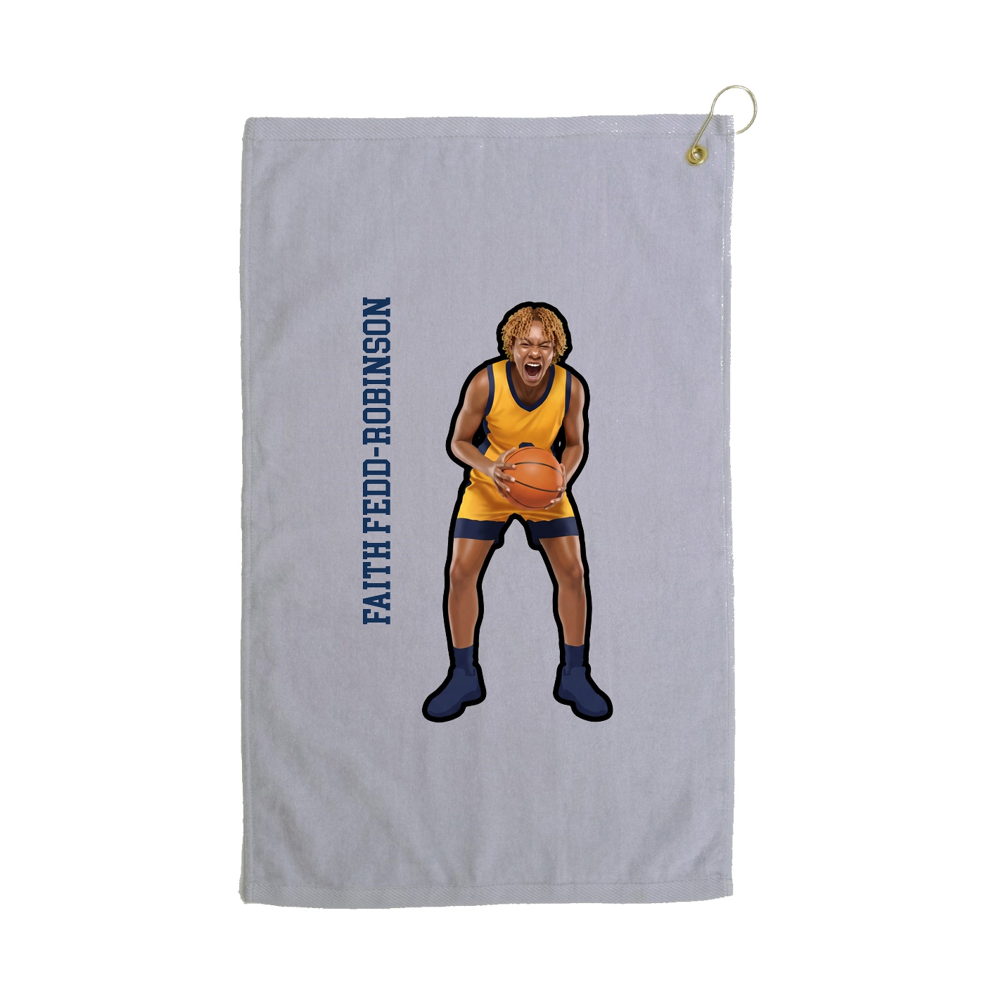 Golf Towel — Name Vertical in Grey
