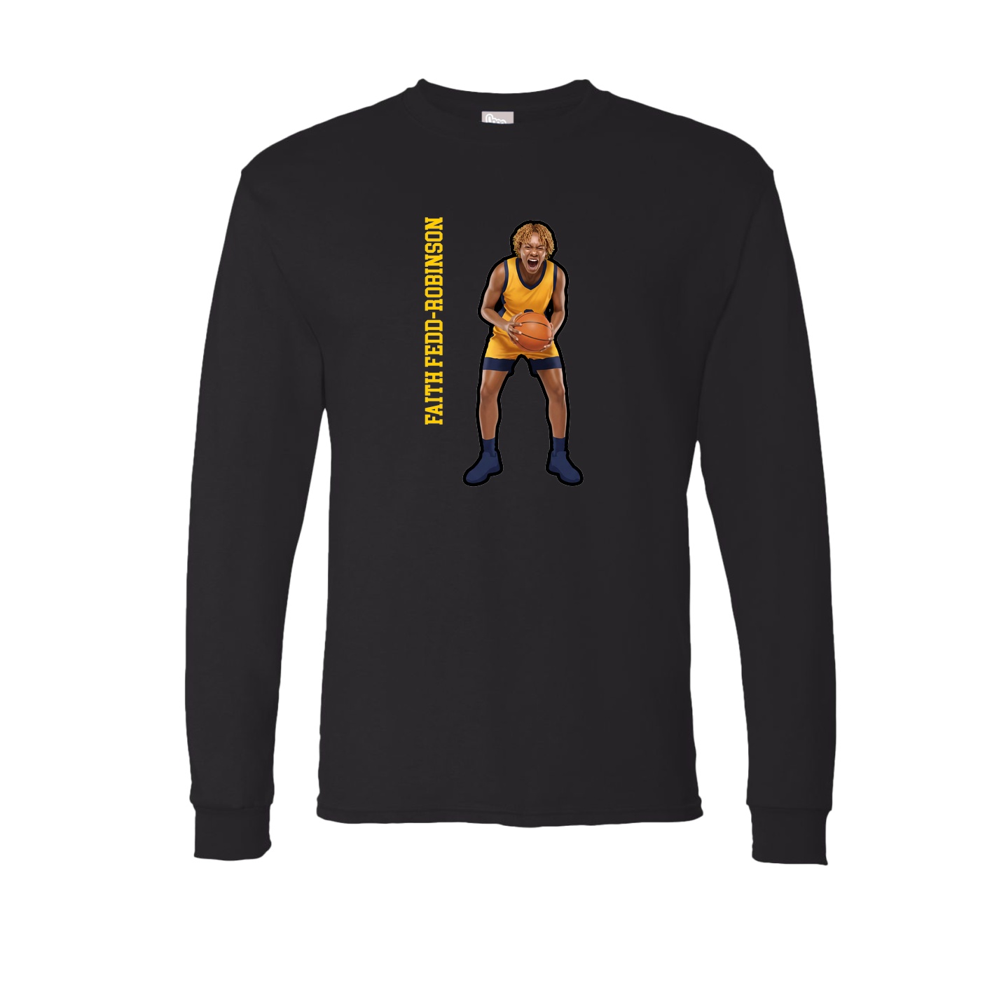 Long Sleeve Tee — Name Vertical in Black