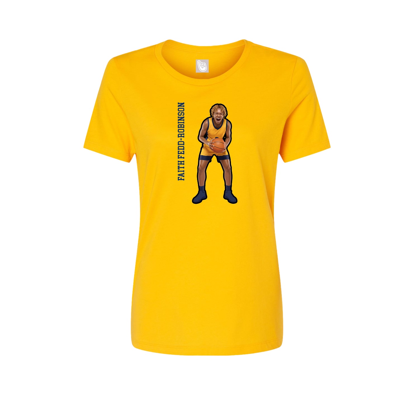 Womens Tee — Name Vertical in Gold