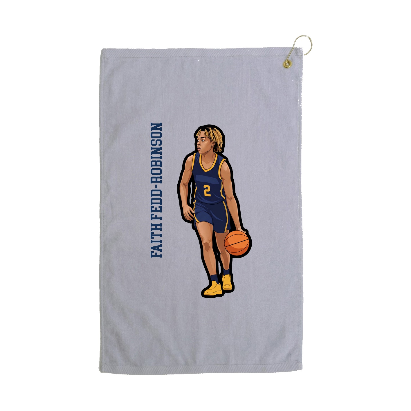 Golf Towel — Name Vertical in Grey