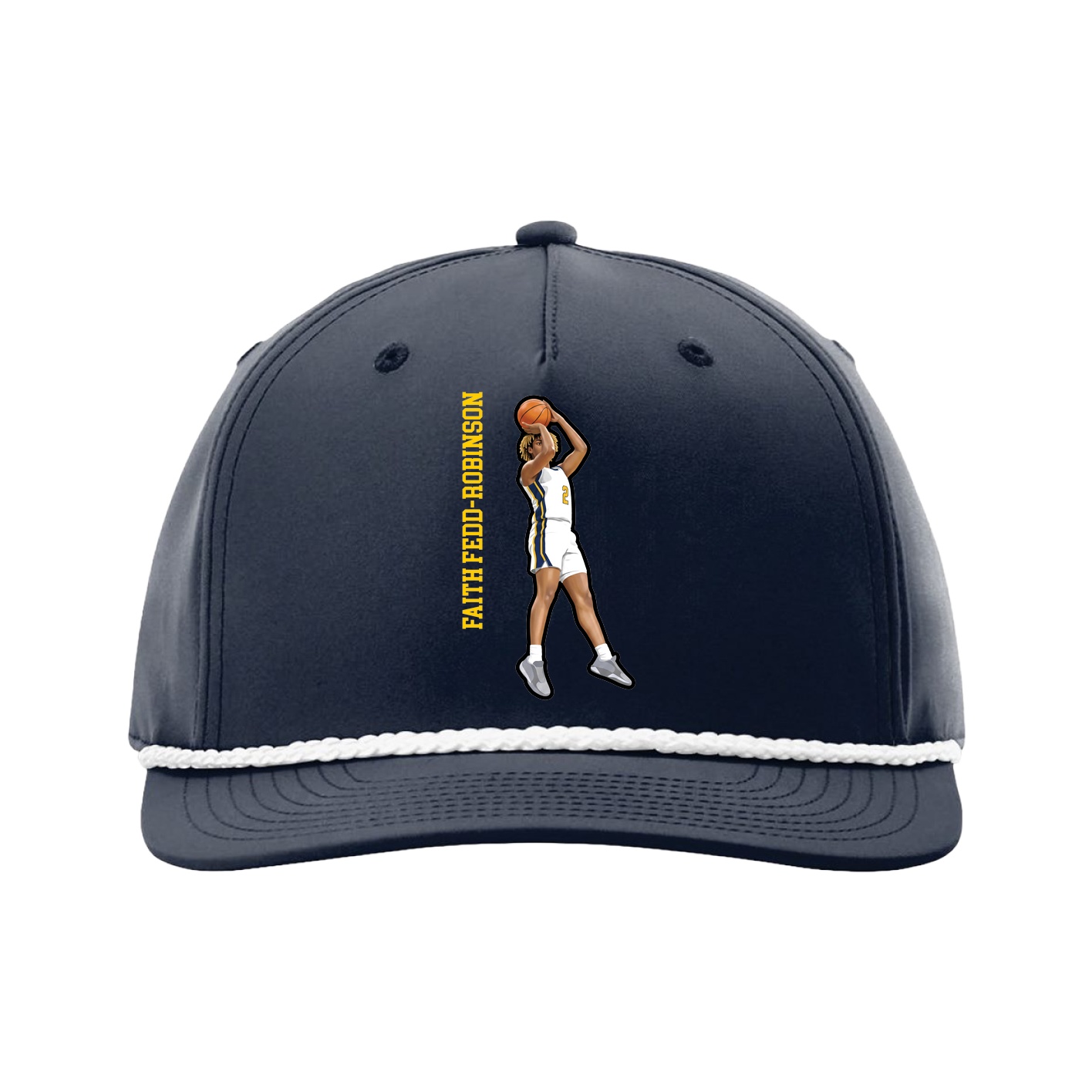 Five-Panel Classic Rope Cap — Name Vertical in Navy