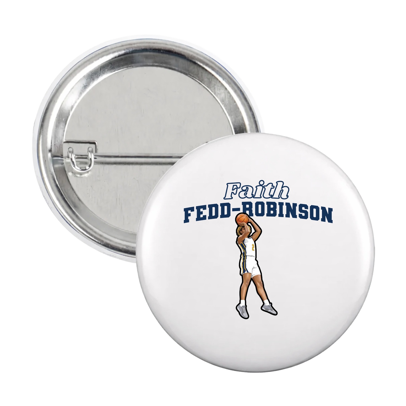 Game Day Button — Name Arch in White
