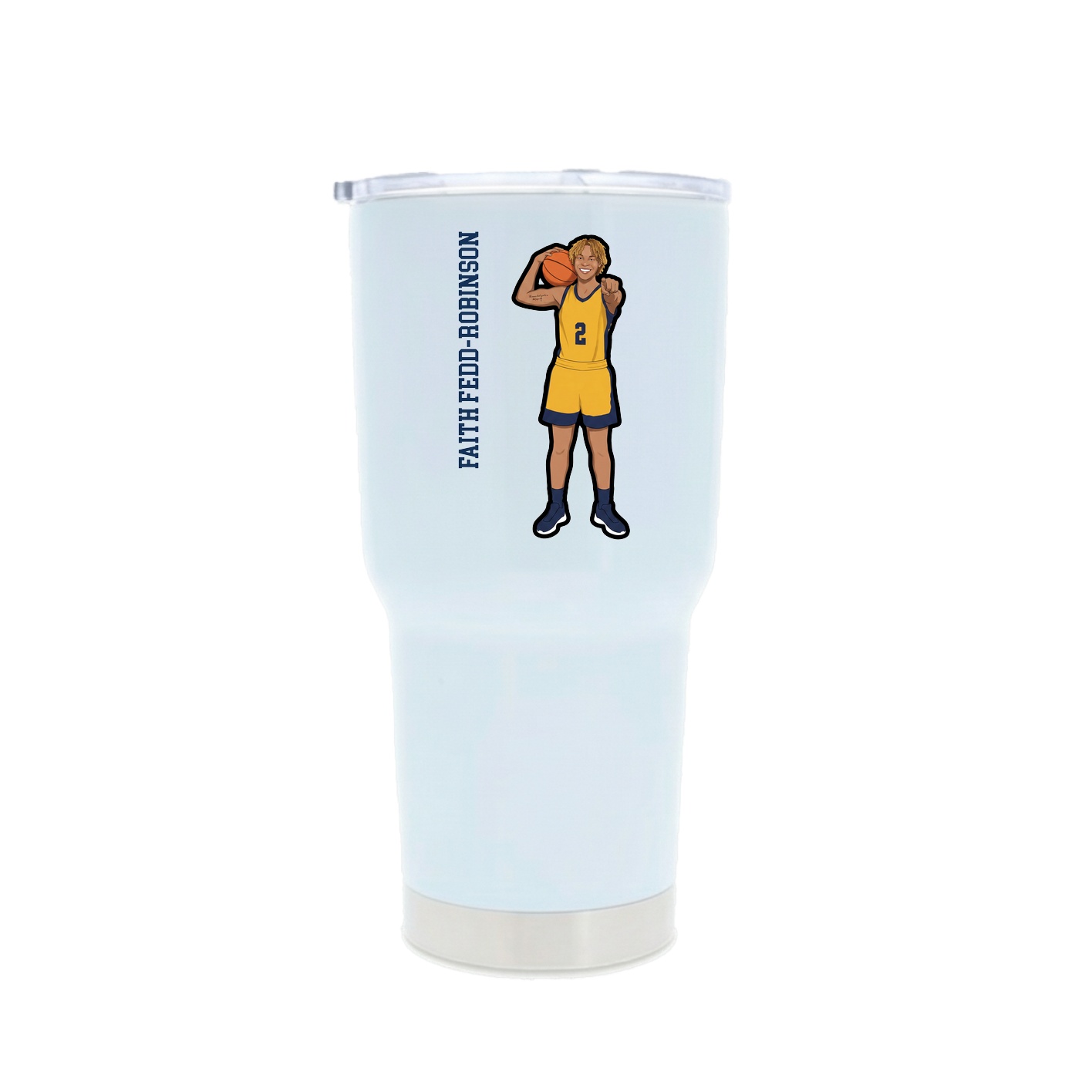 30oz Stainless Steel Tumbler — Name Vertical in White