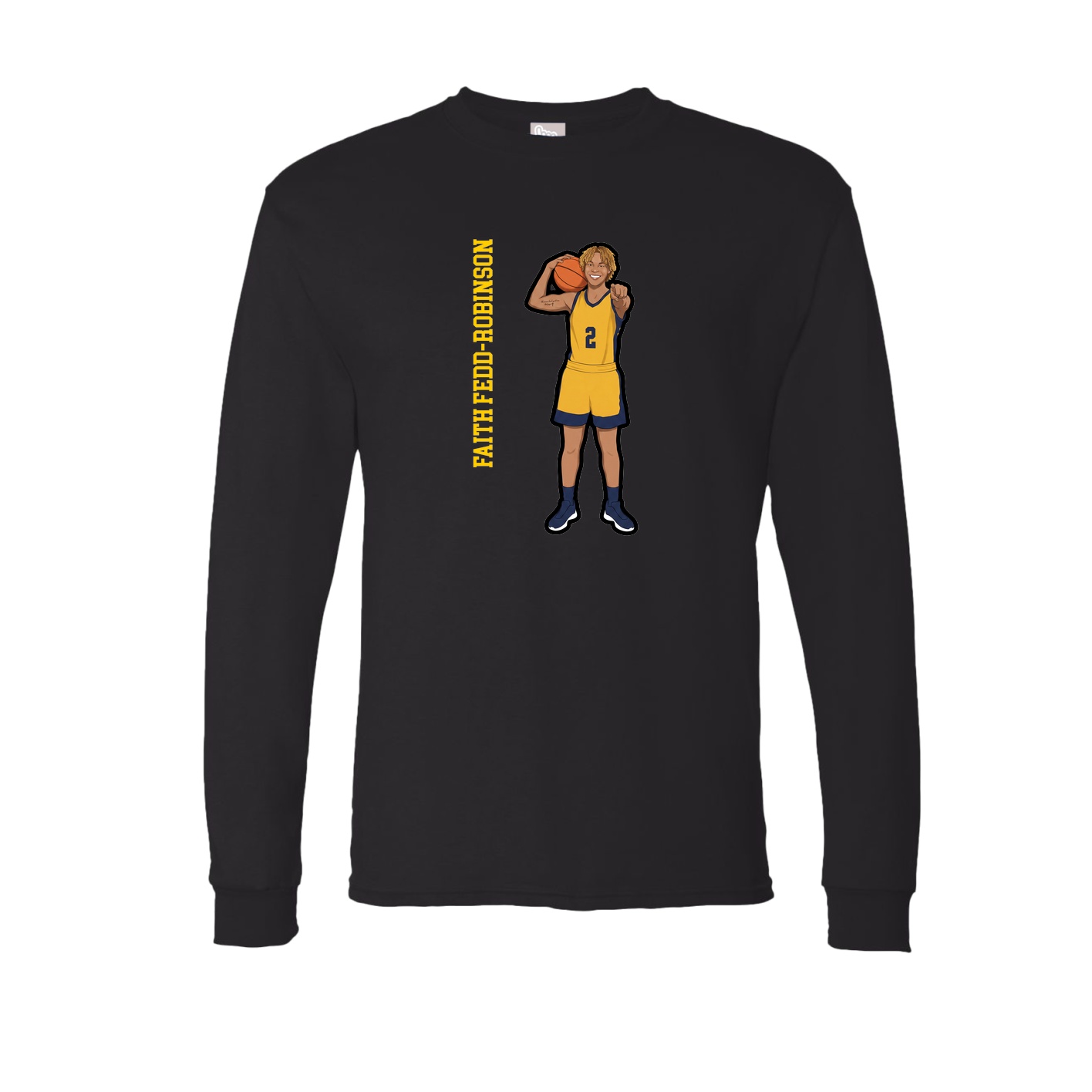 Long Sleeve Tee — Name Vertical in Black