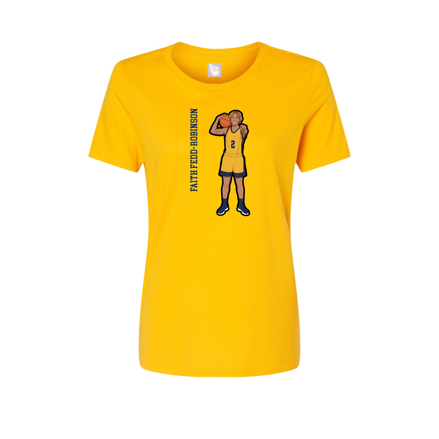 Womens Tee — Name Vertical in Gold